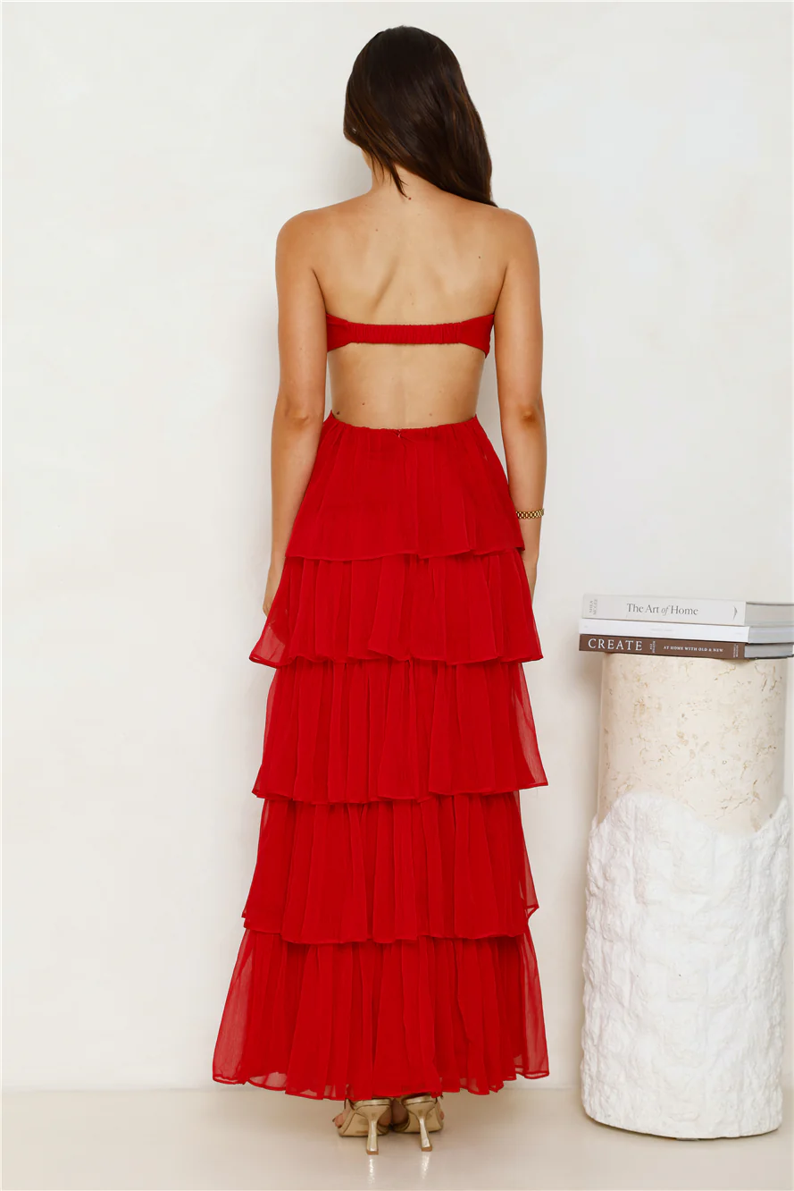 Luxe Mode Strapless Maxi Dress Raspberry