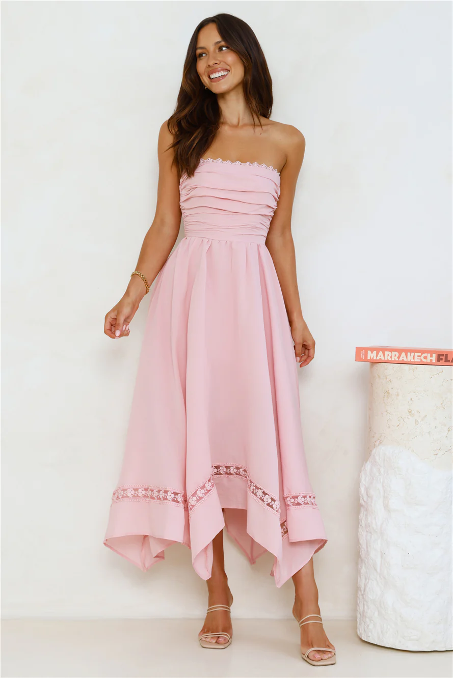 Clarissa Strapless Midi Dress Pink