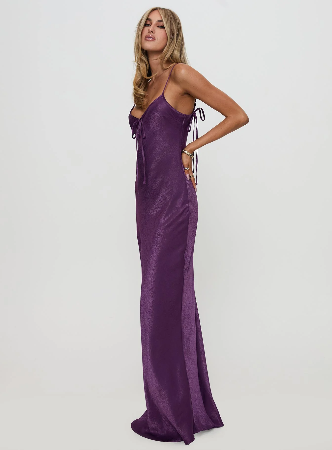 Linger Bias Cut Maxi Dress Purple