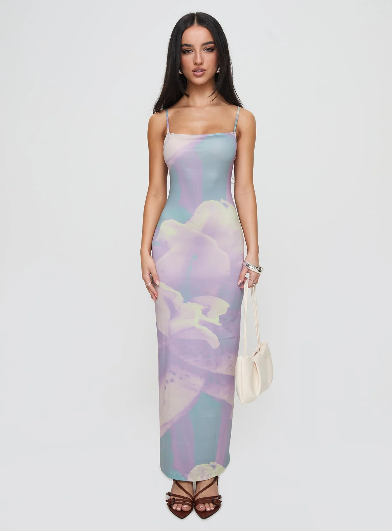 Norila Maxi Dress Slinky Orchid Petals Lilac