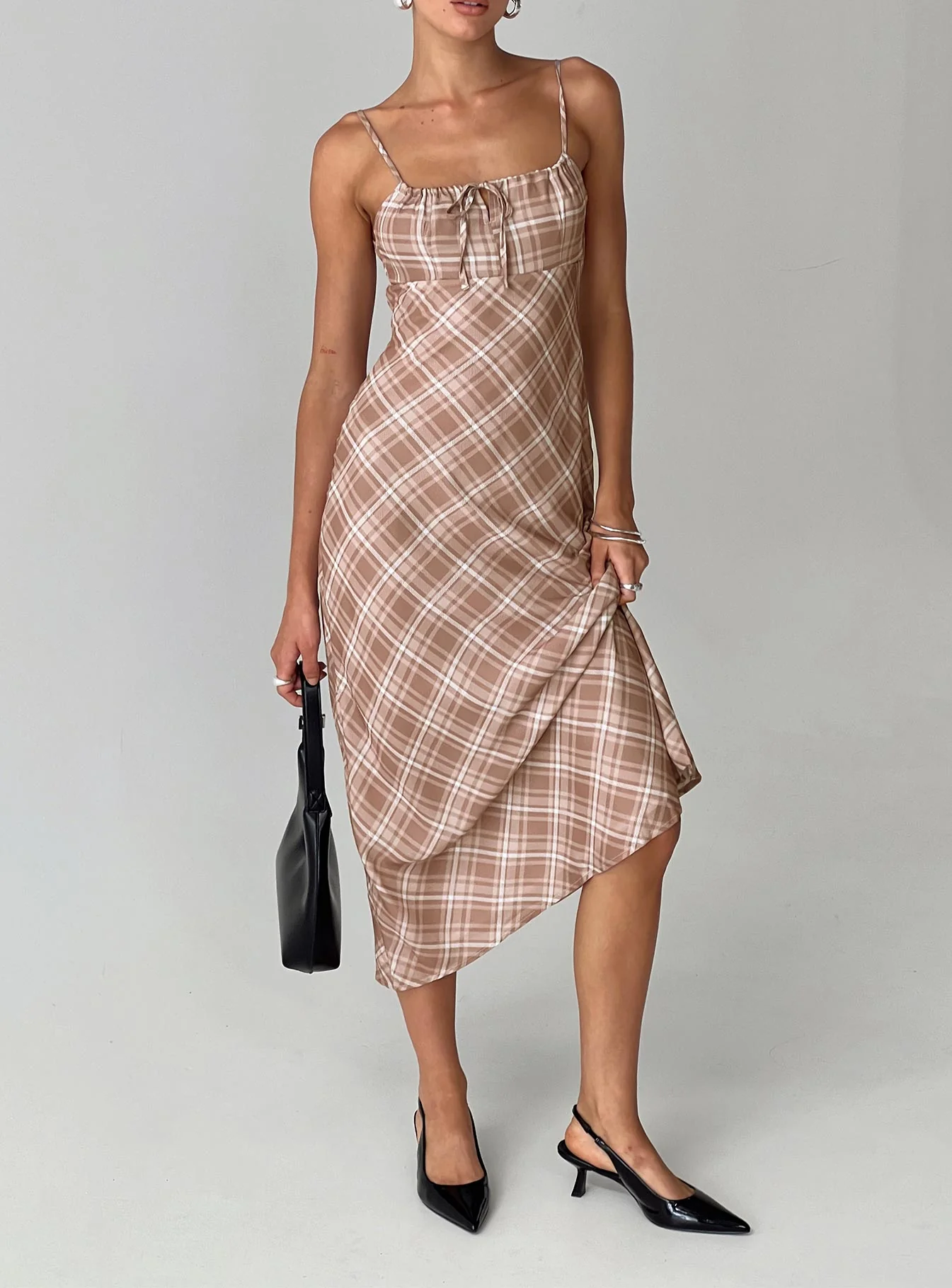 Wallin Maxi Dress Brown Check