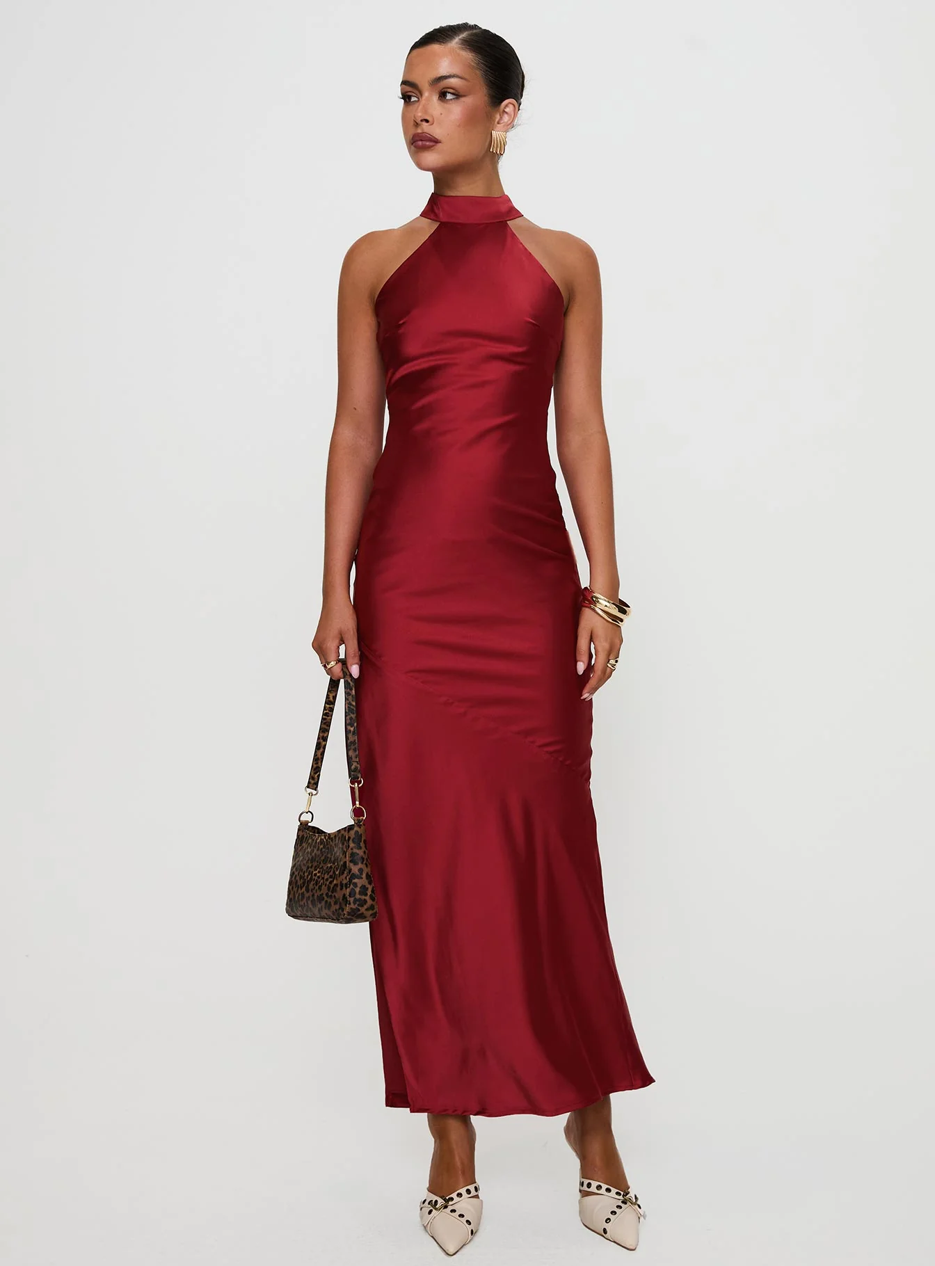 Mordecai Halter Maxi Dress Burgundy