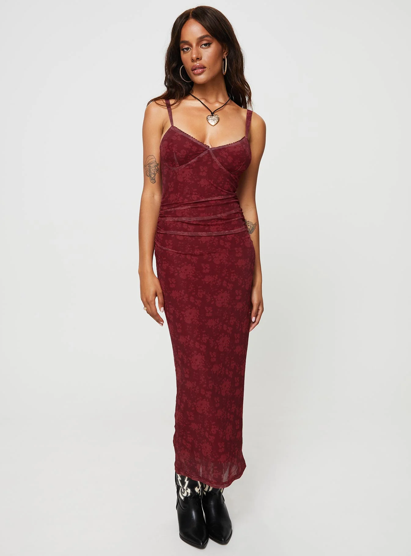 Cotter Maxi Dress Burgundy Floral