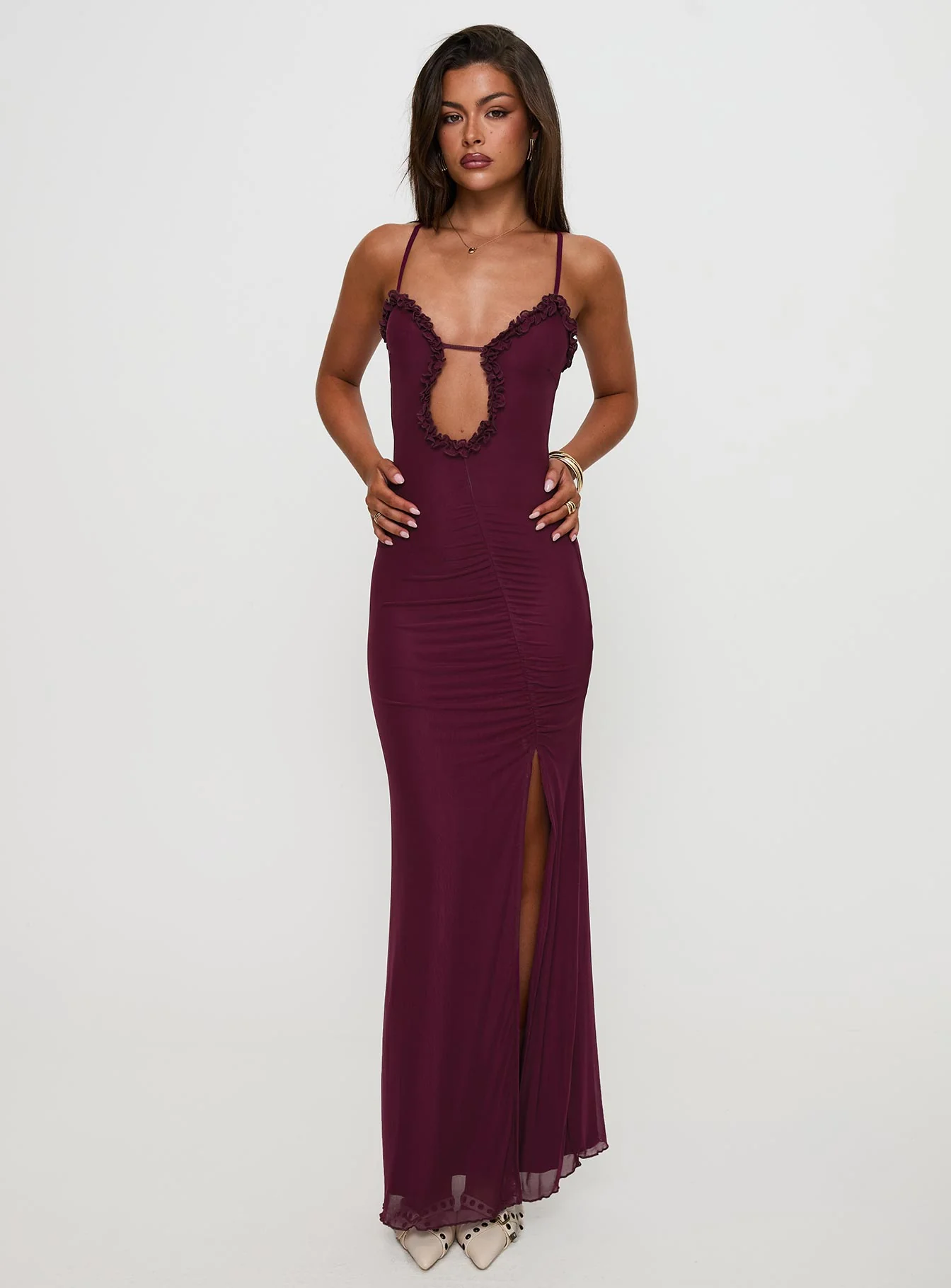 Soulina Ruched Maxi Dress Purple
