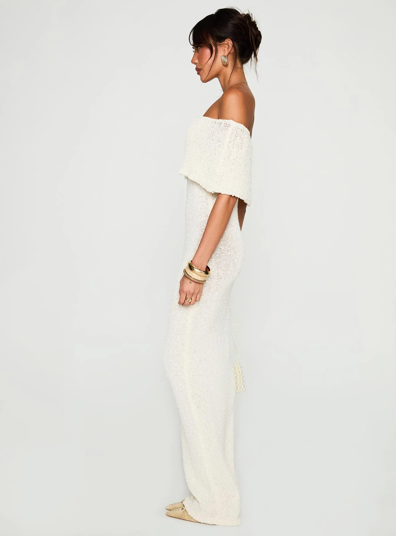 Nixen Strapless Knit Maxi Dress Cream