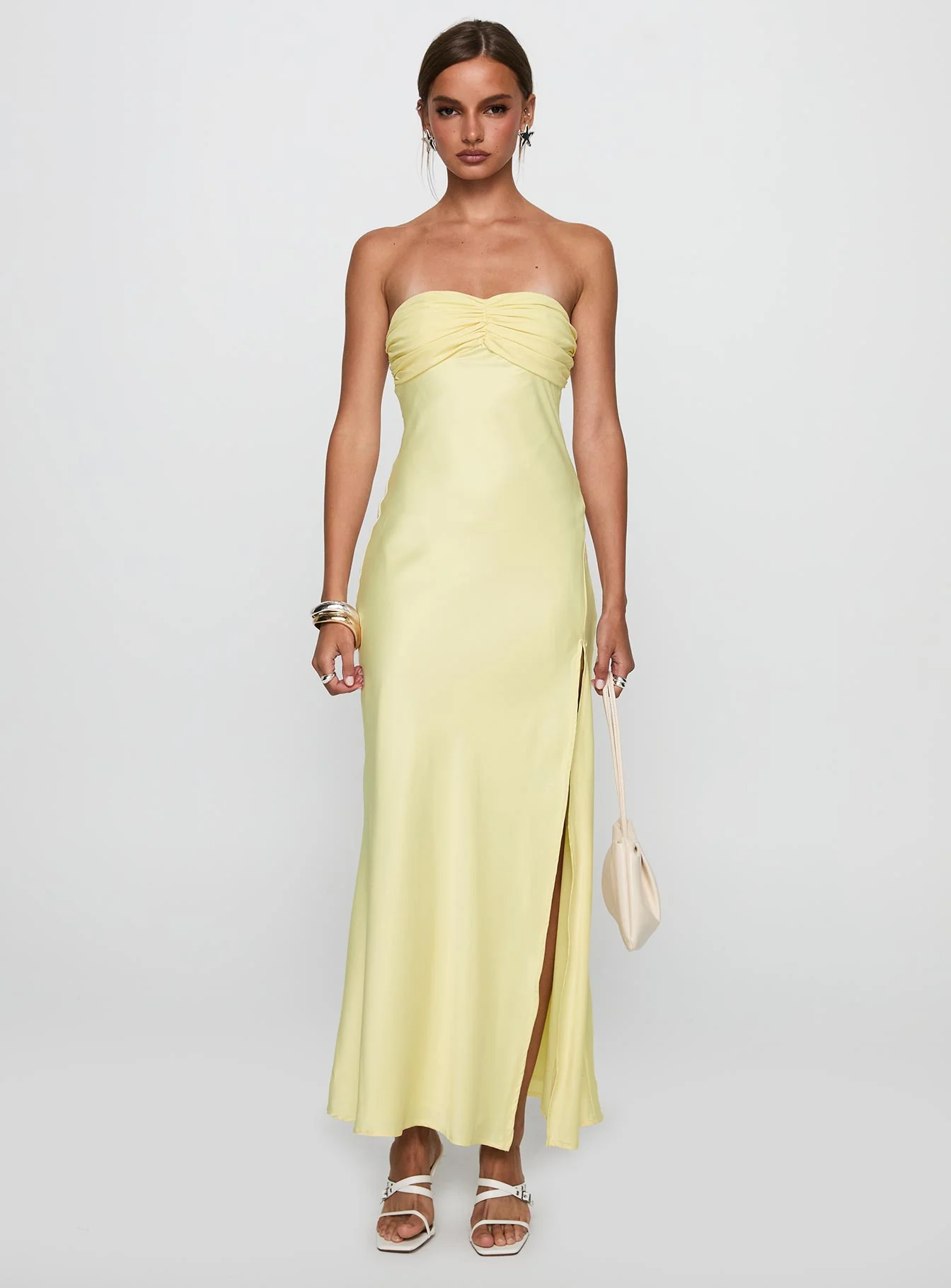 Chevalier Strapless Maxi Dress Lemon