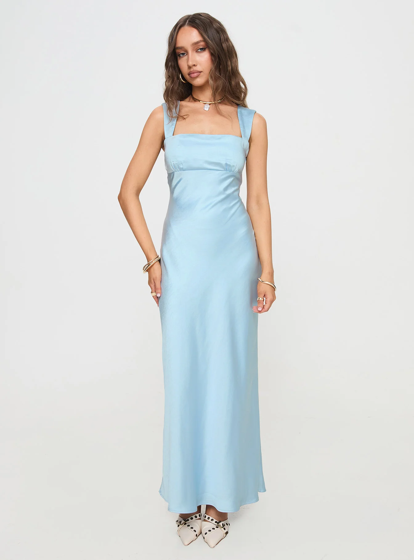 Radioactive Bias Cut Maxi Dress Ice Blue