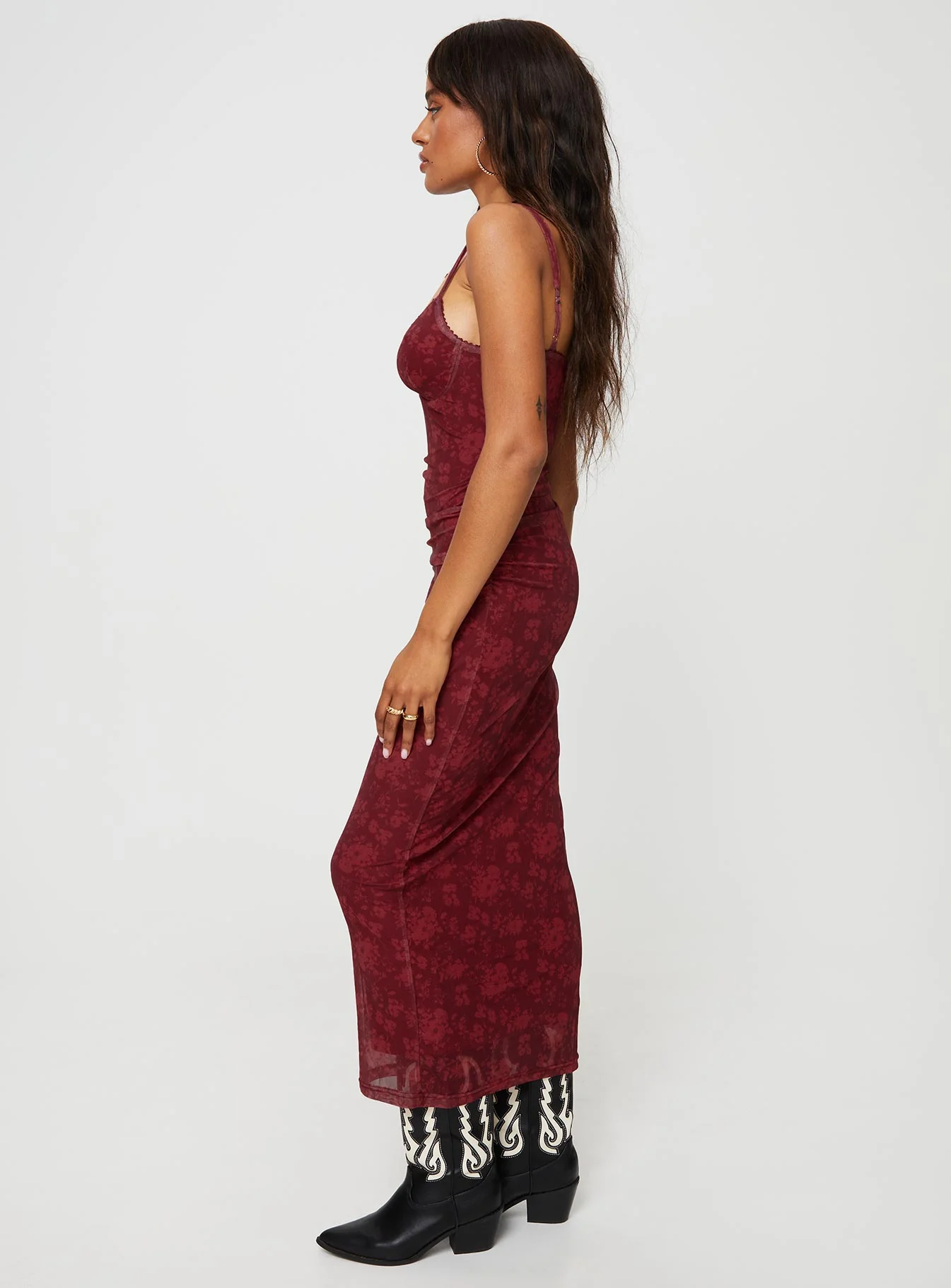 Cotter Maxi Dress Burgundy Floral