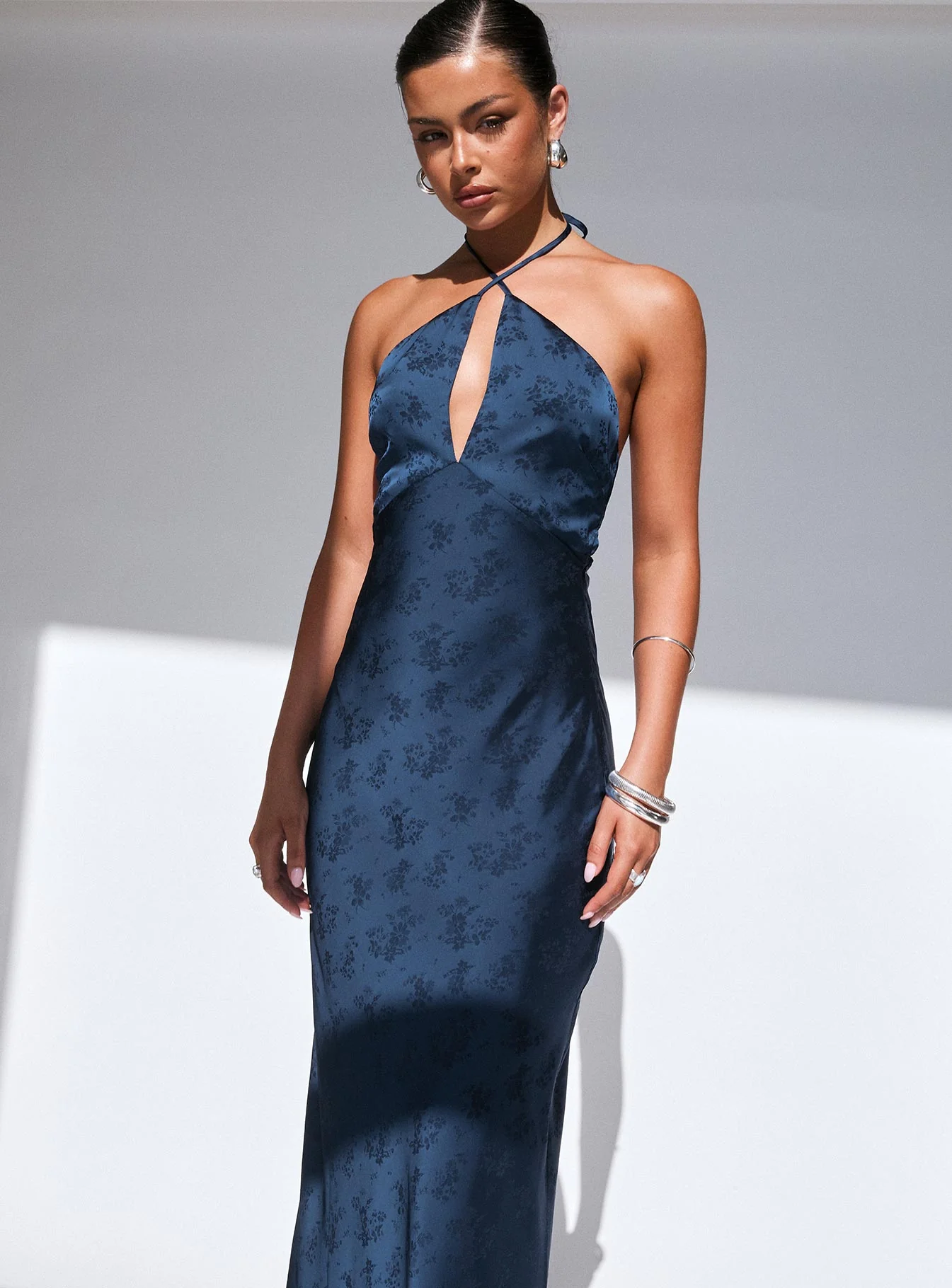 Limosina Halter Maxi Dress Navy