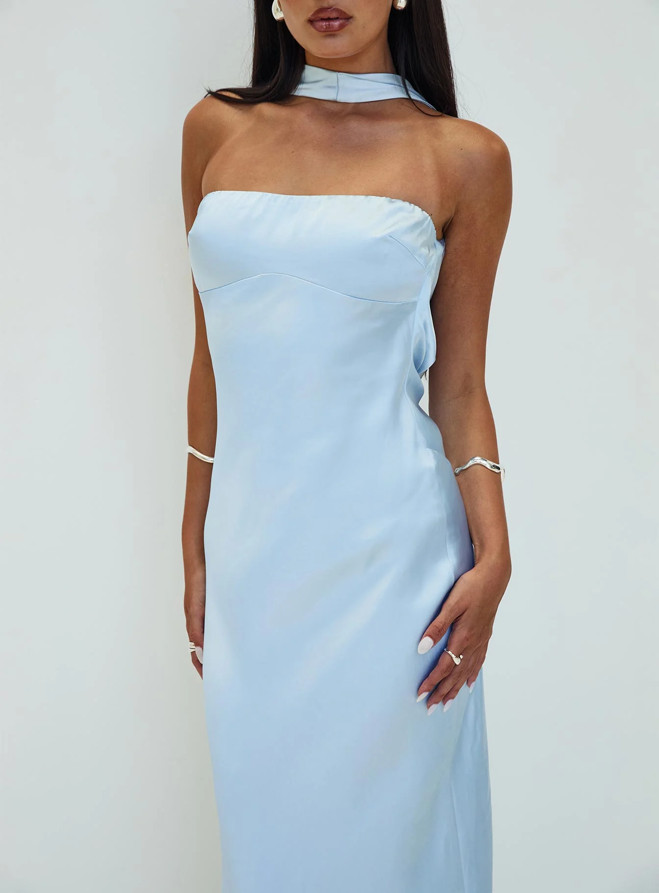 Legacies Strapless Maxi Dress Icy Blue Petite