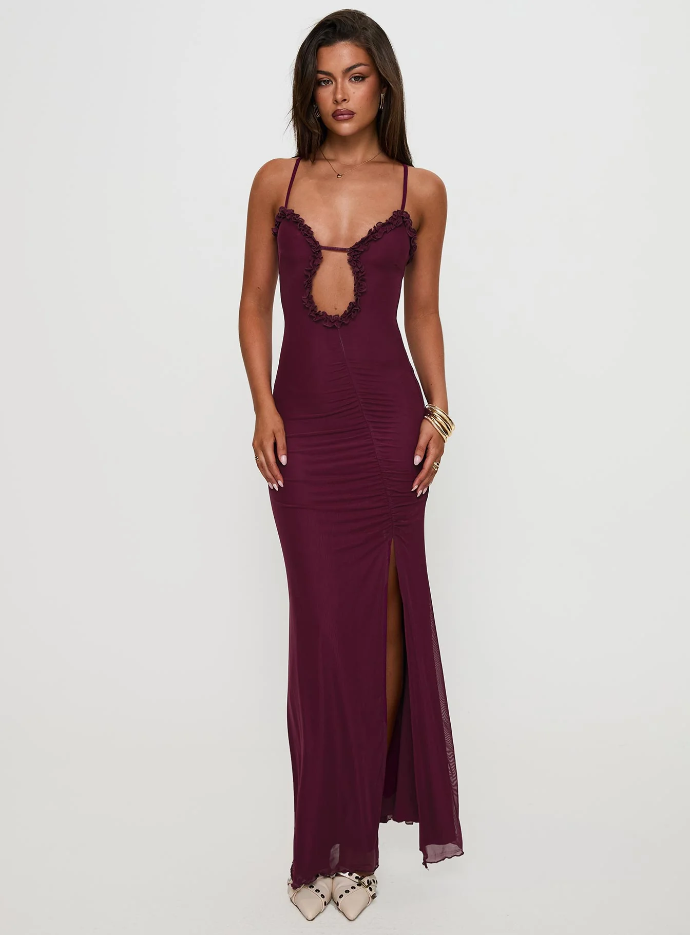 Soulina Ruched Maxi Dress Purple