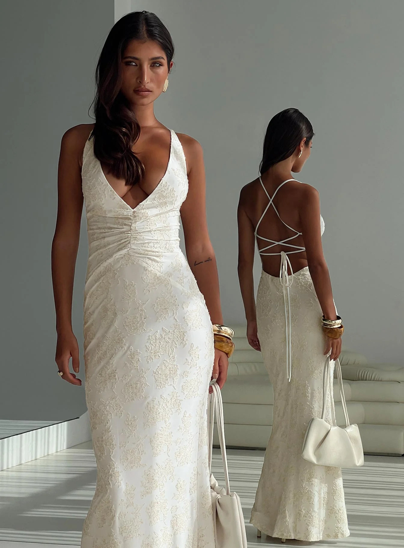 Starcrossed Halter Maxi Dress Cream