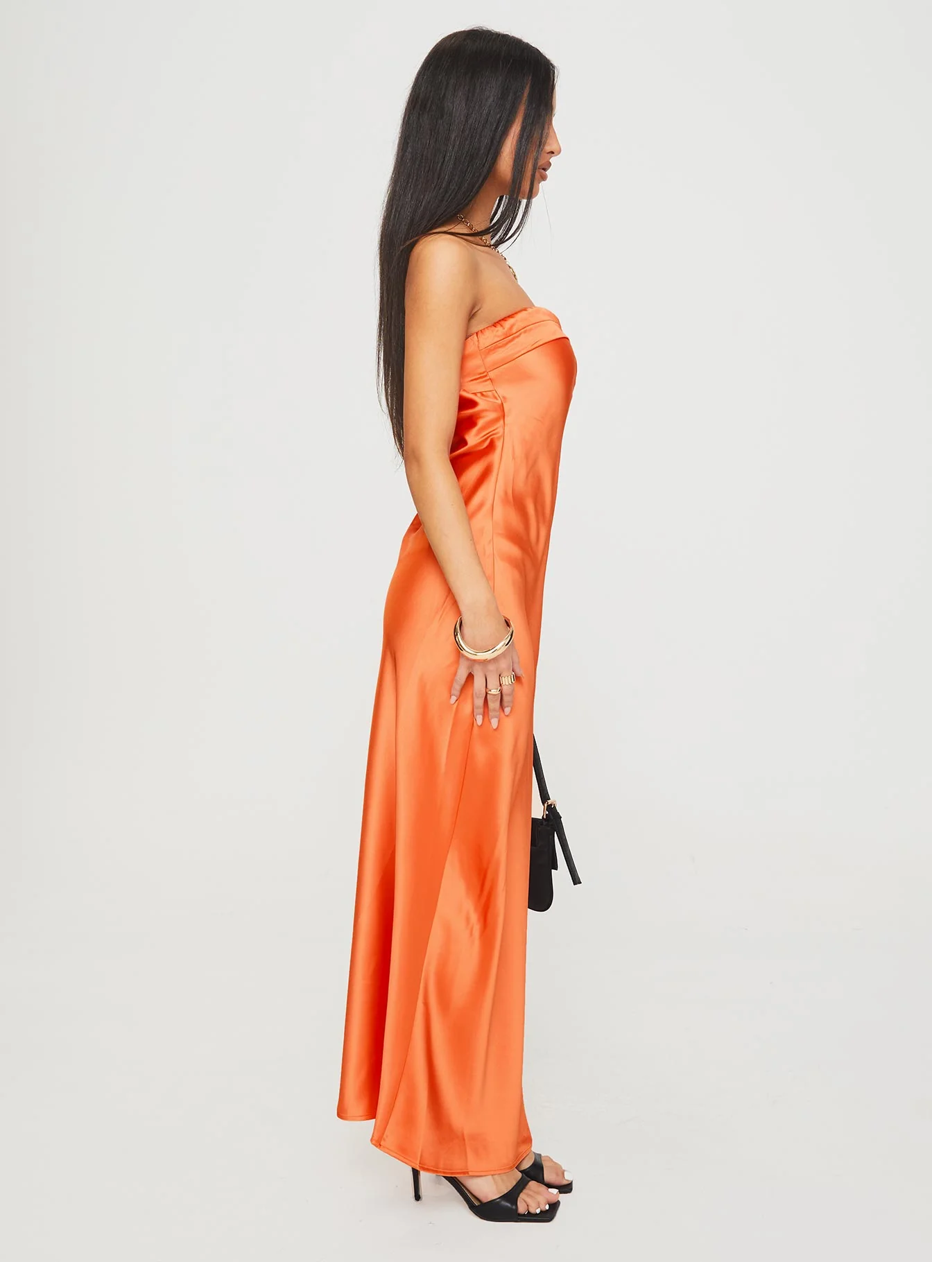 Citrus Kiss Strapless Maxi Dress Orange