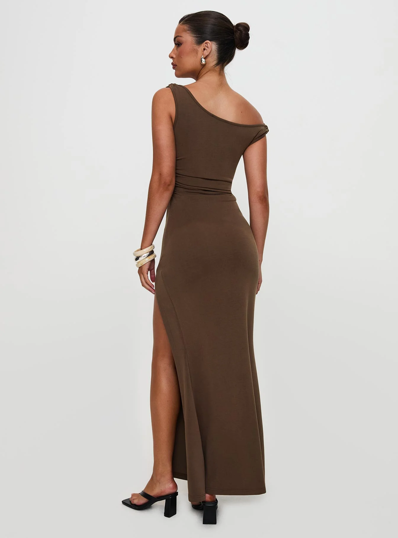 Rios One Shoulder Maxi Dress Brown