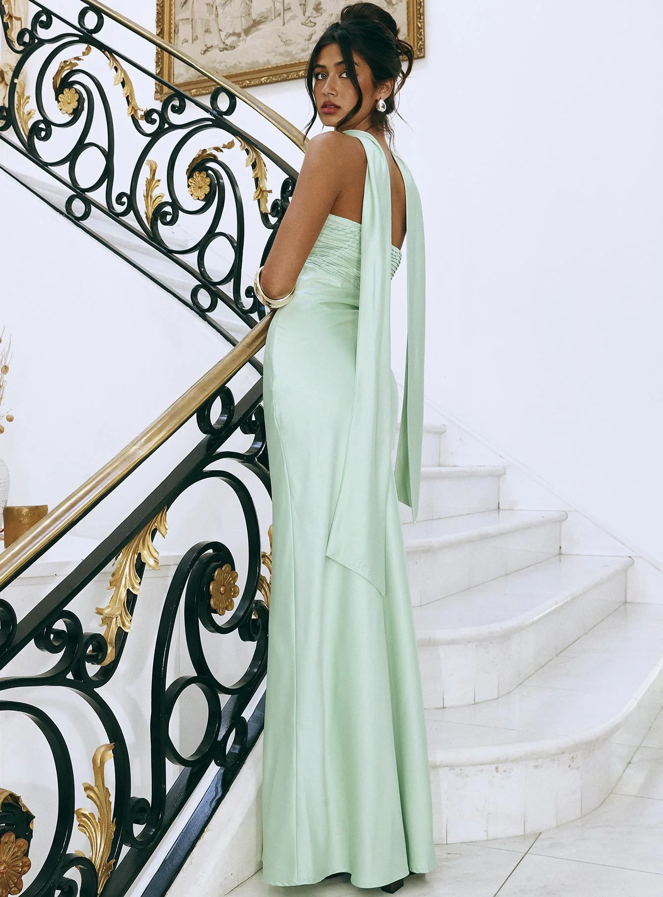 Exquisette Strapless Maxi Dress Sage