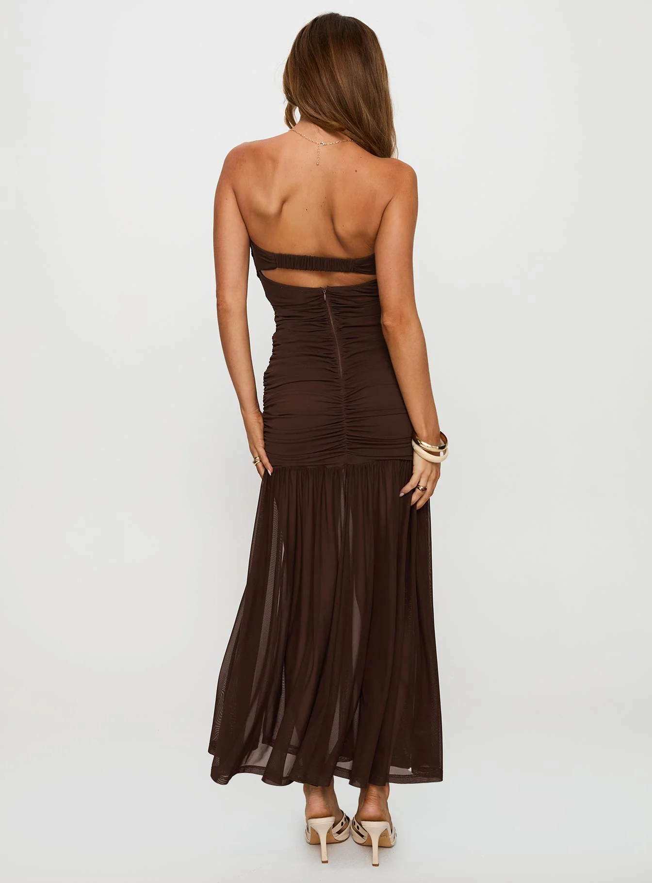 Nevena Strapless Maxi Dress Brown