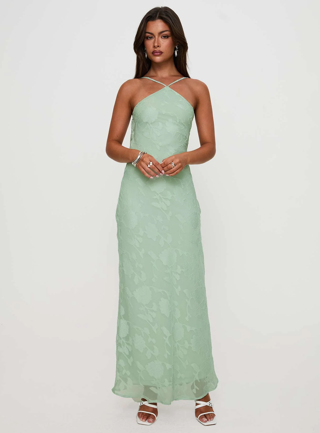 Zoelle Halter Maxi Dress Sage