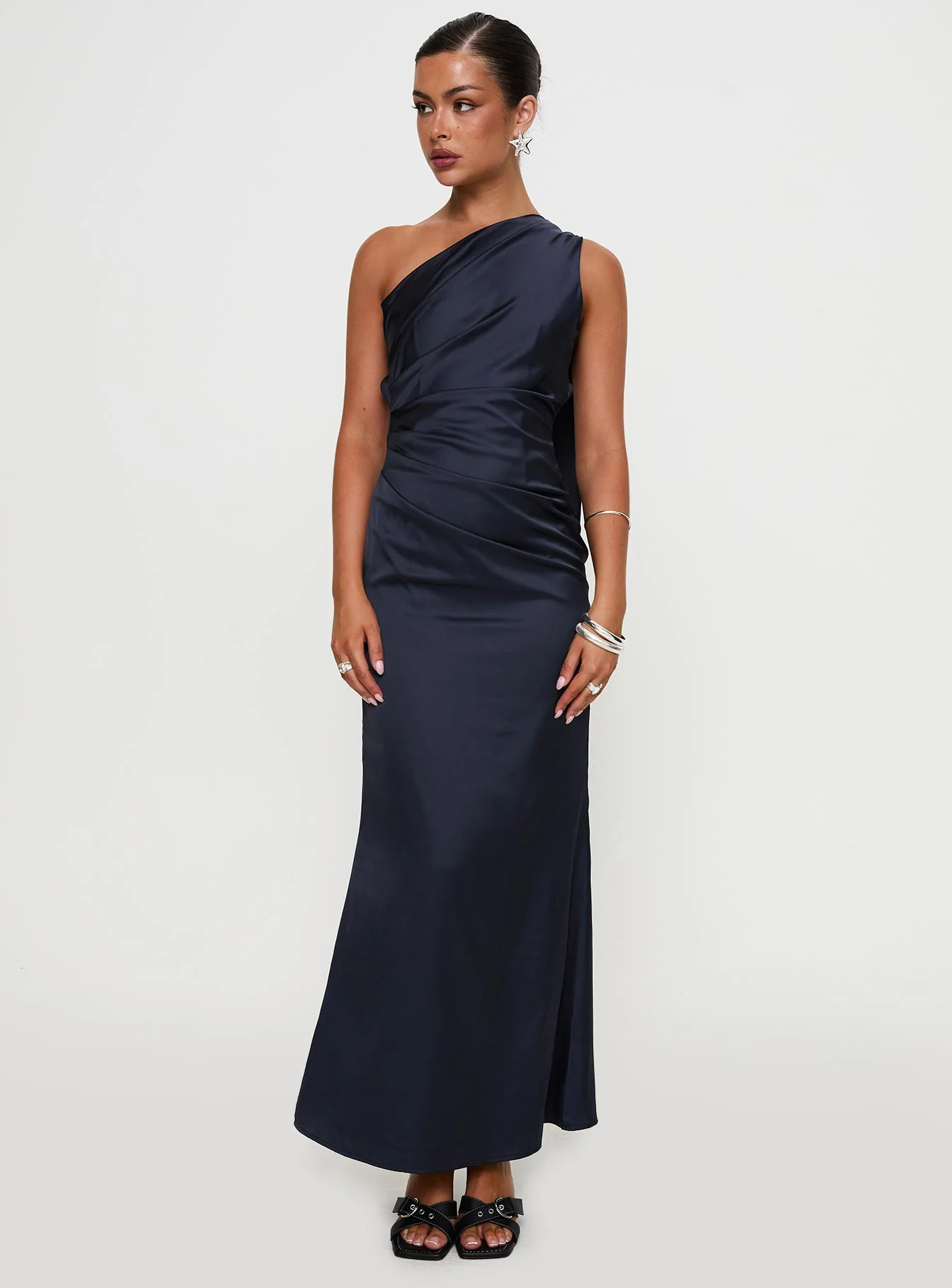 Dulcia One Shoulder Maxi Dress Blue