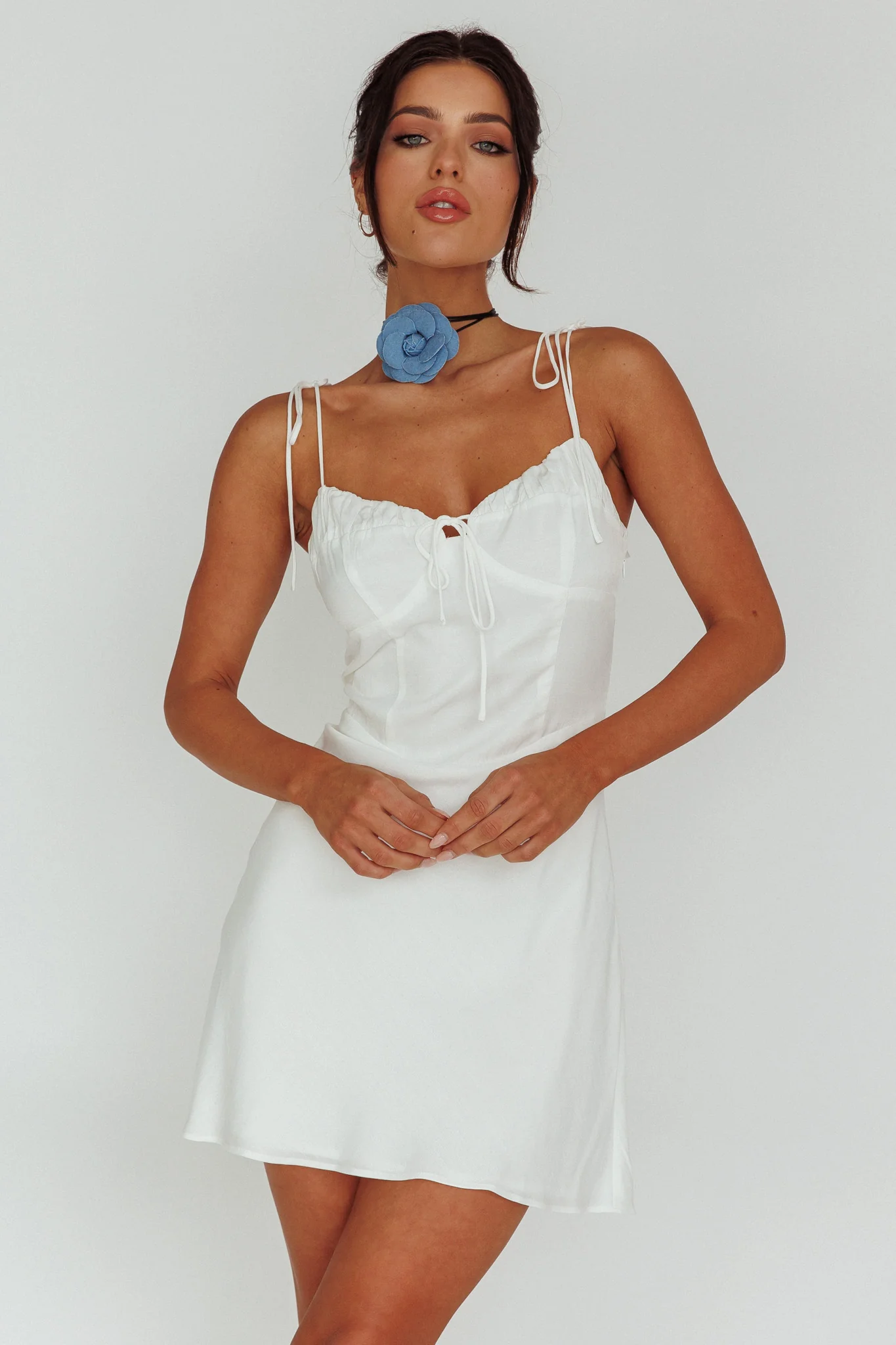 Heavenly Feels Tied Shoulder Mini Dress White