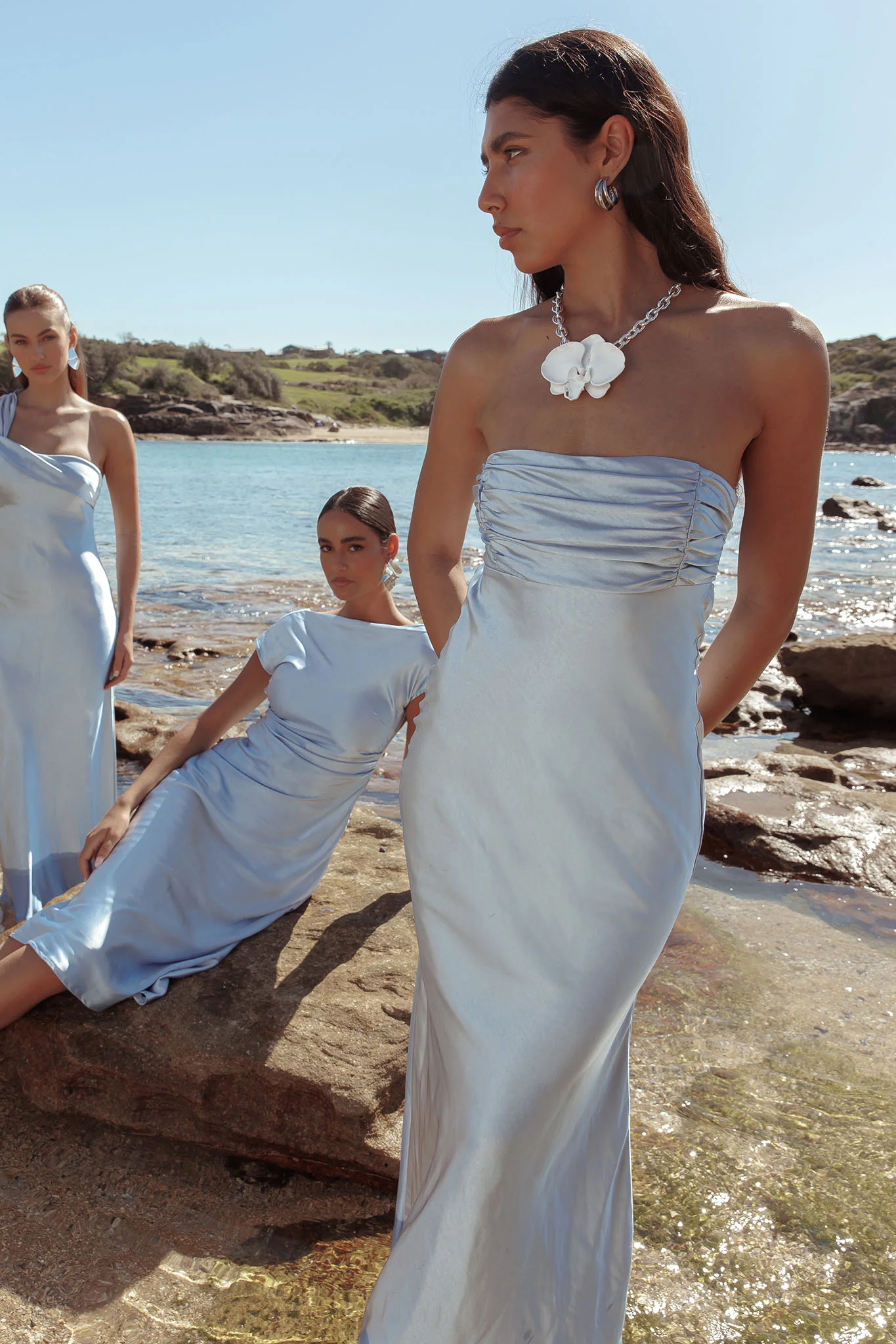 Moon Song Strapless Laced Back Dress Midnight Blue