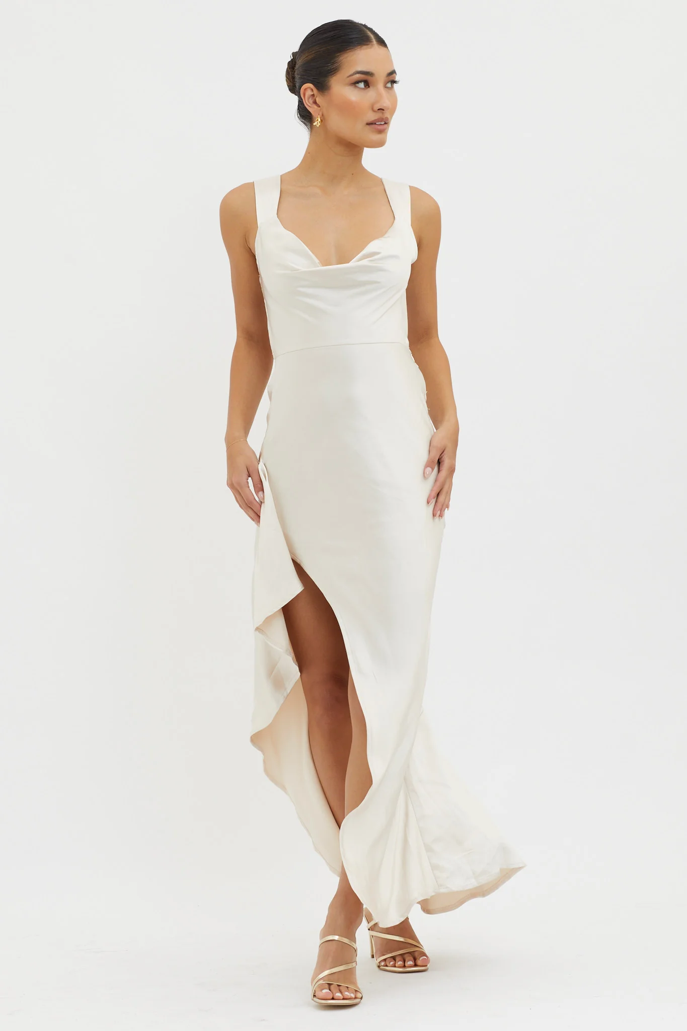 Ellianna Lace-Up Back Maxi Dress Champagne