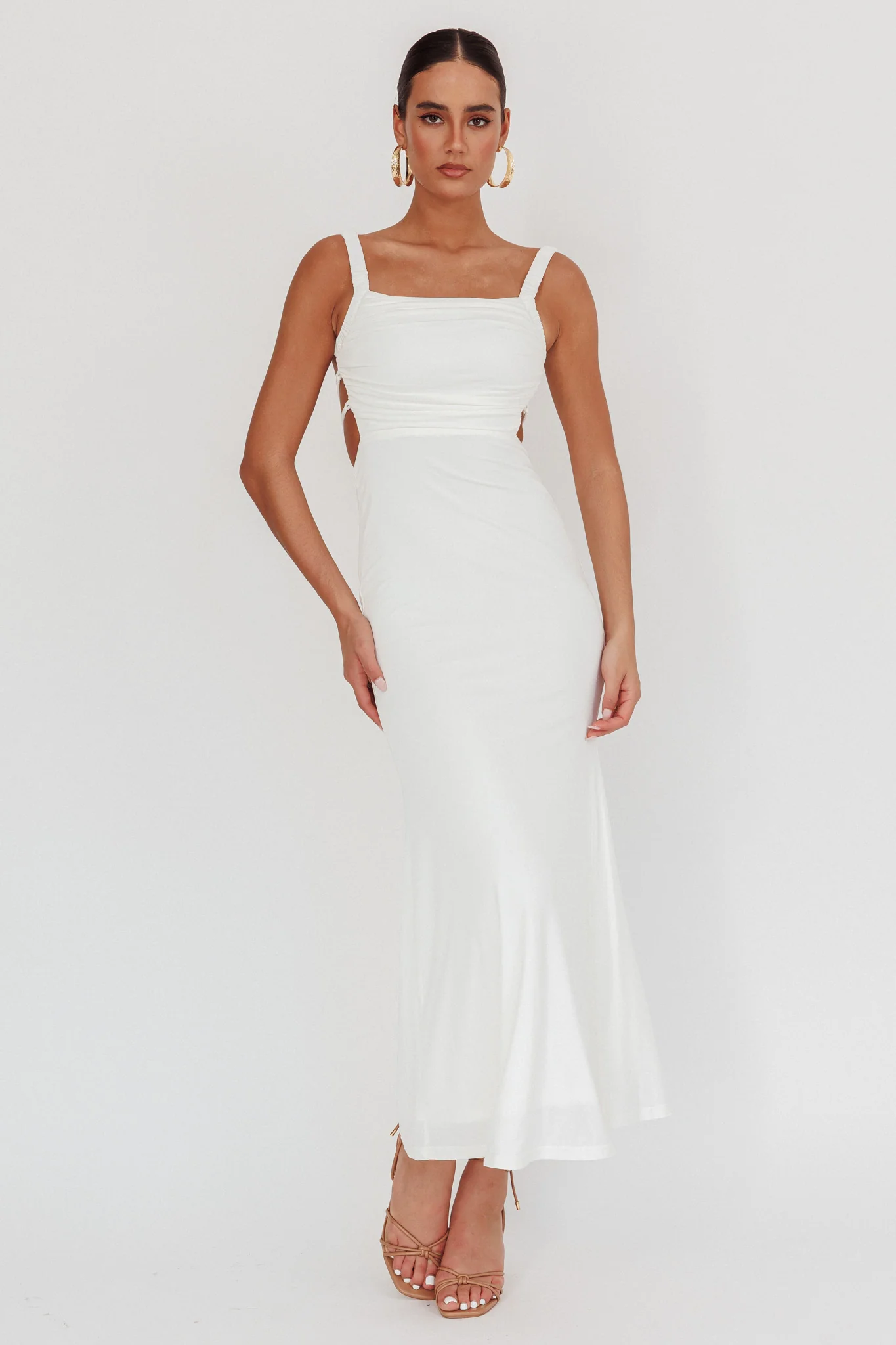 Dream Crush Lace-Up Back Maxi Dress White