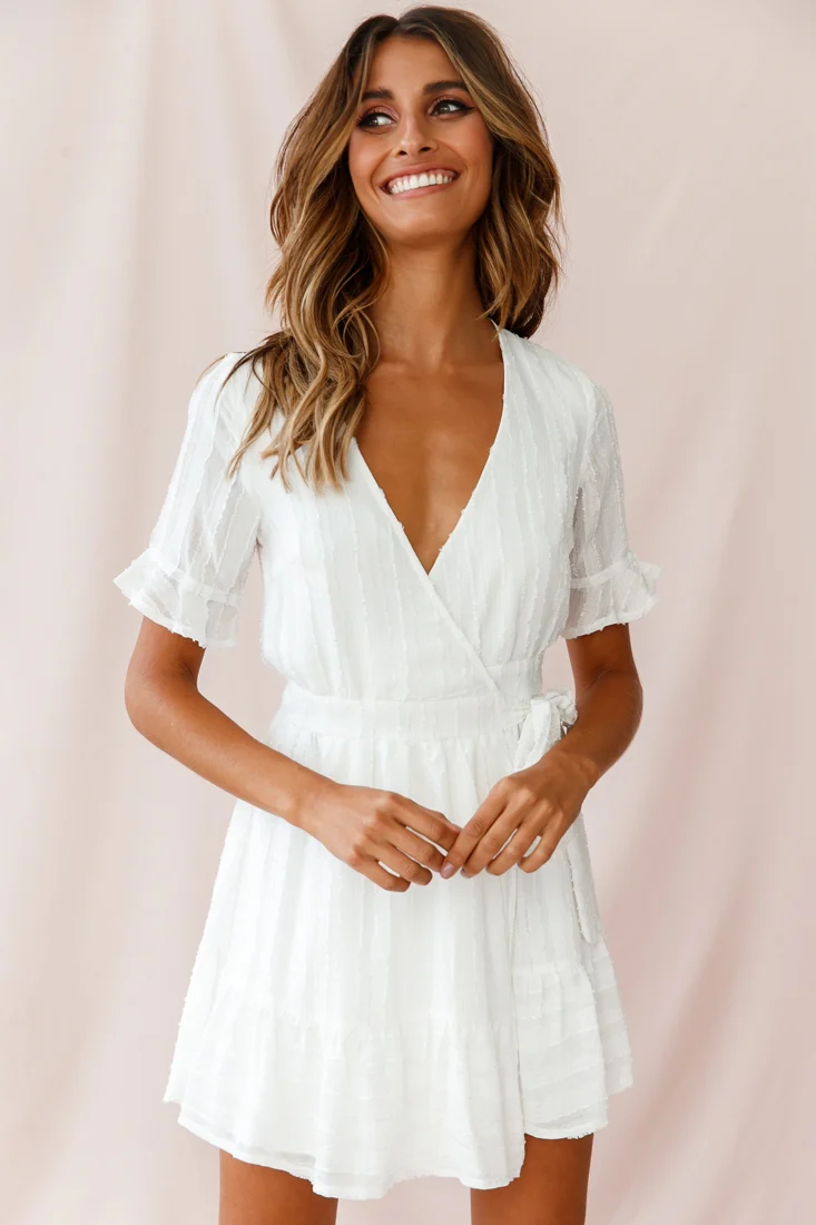 Rubi V-Neckline Wrap Dress White
