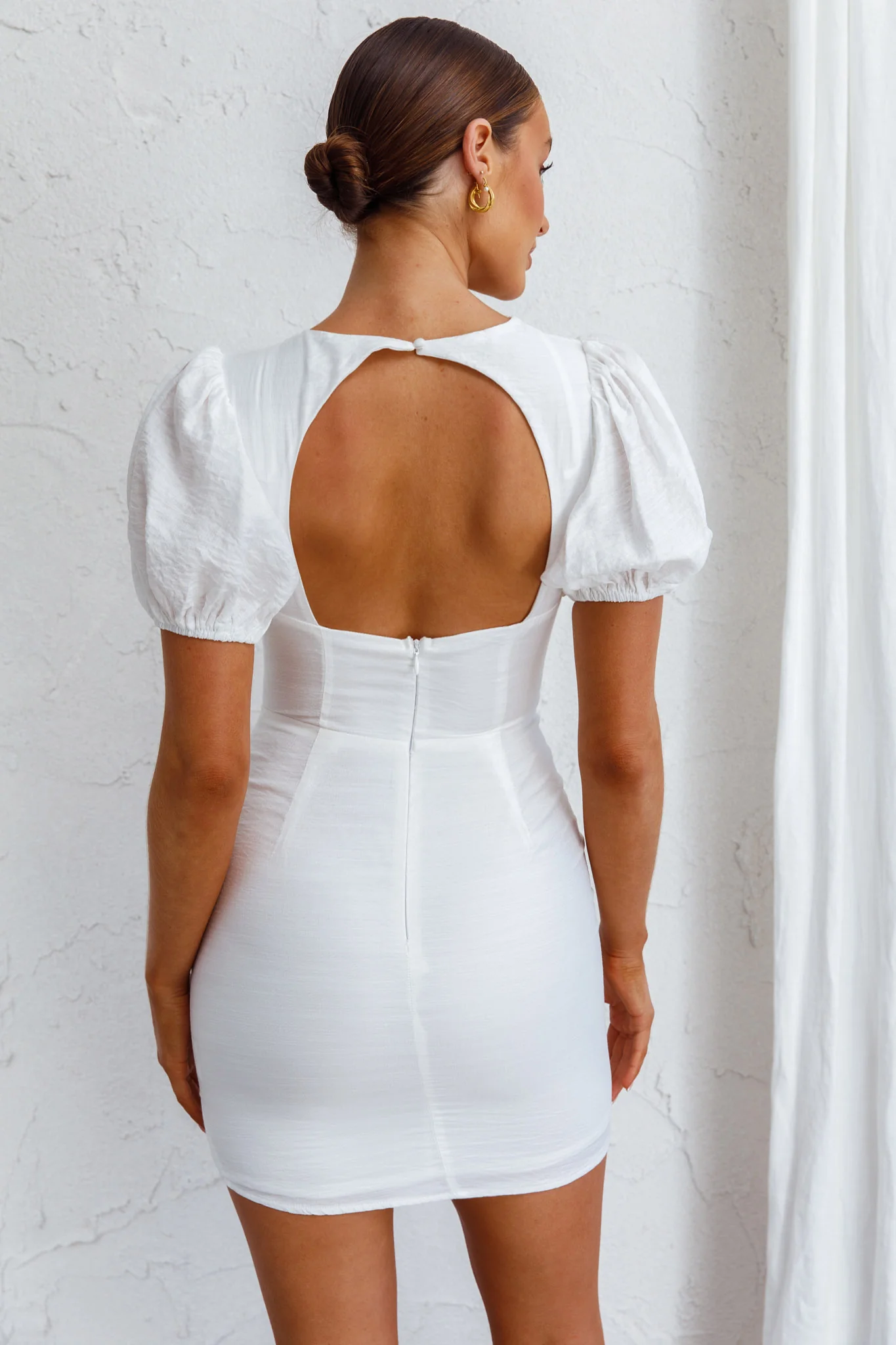 Aylina Scalloped Lace Mini Dress White