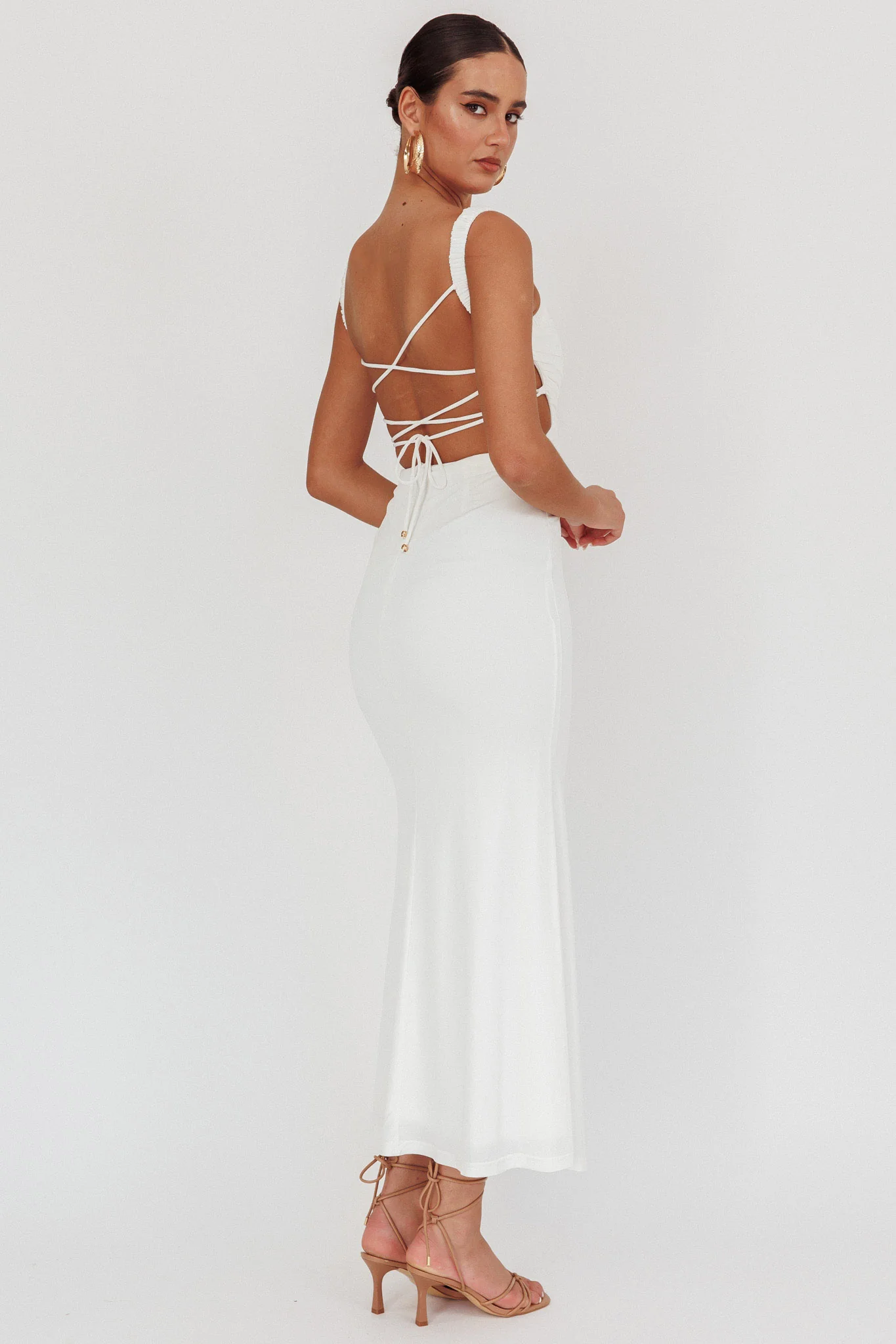 Dream Crush Lace-Up Back Maxi Dress White