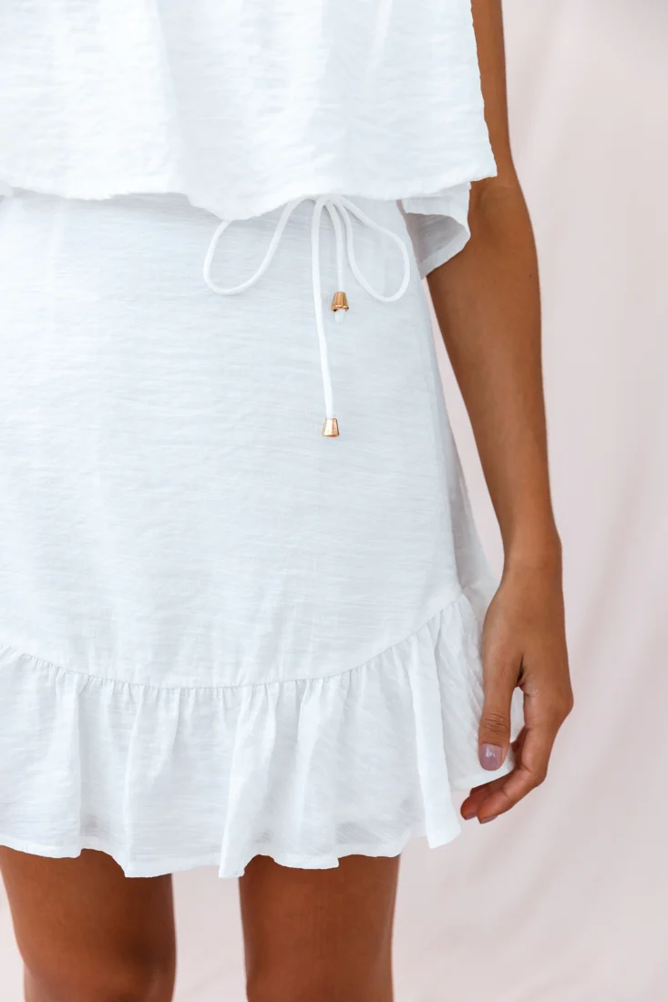 Drifter Layered Bust Pleated Strap Dress White