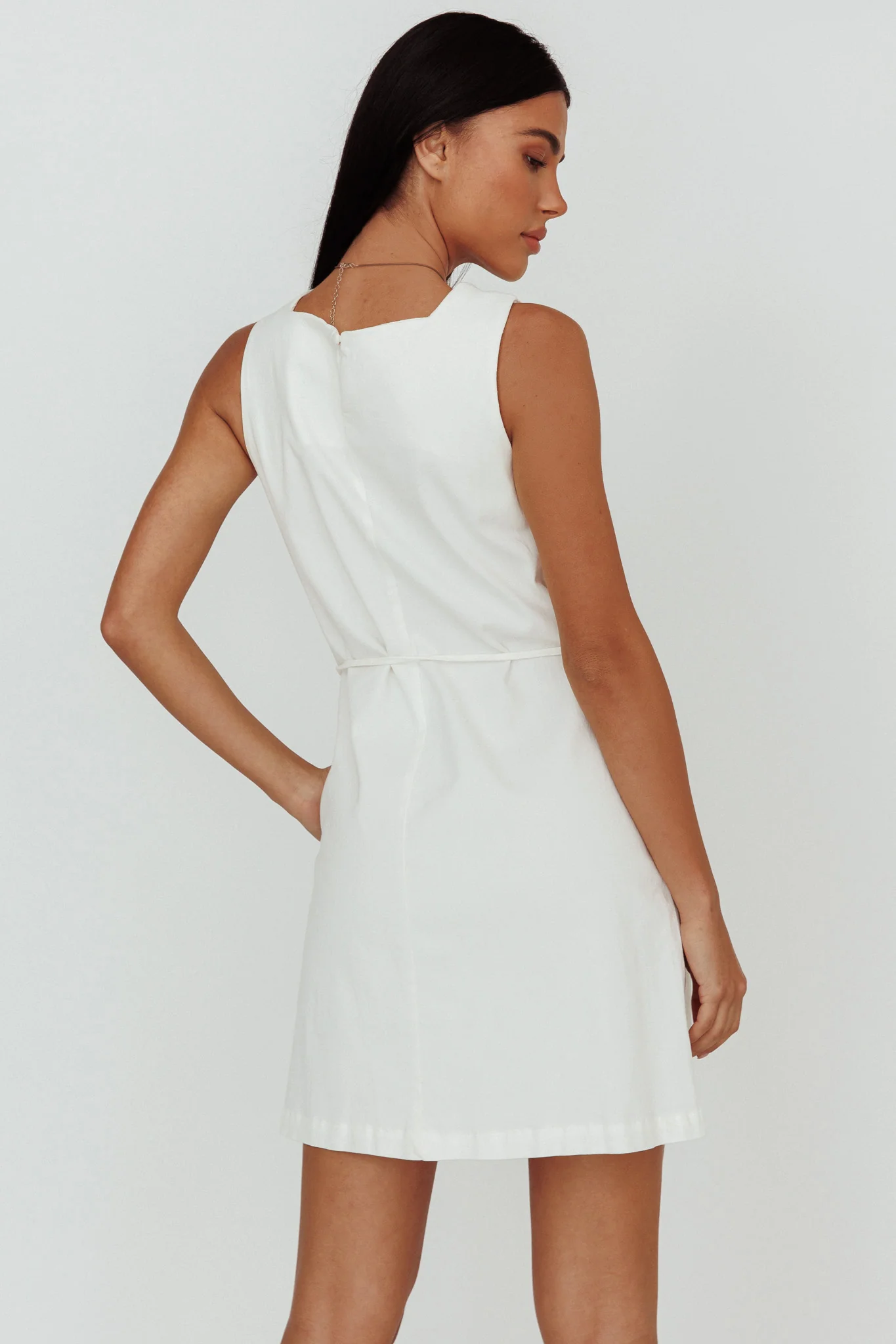 Tirzah Side Pocket Shift Dress White