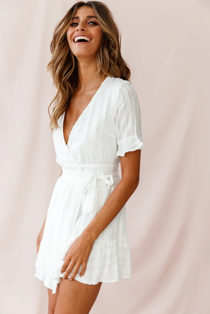 Rubi V-Neckline Wrap Dress White
