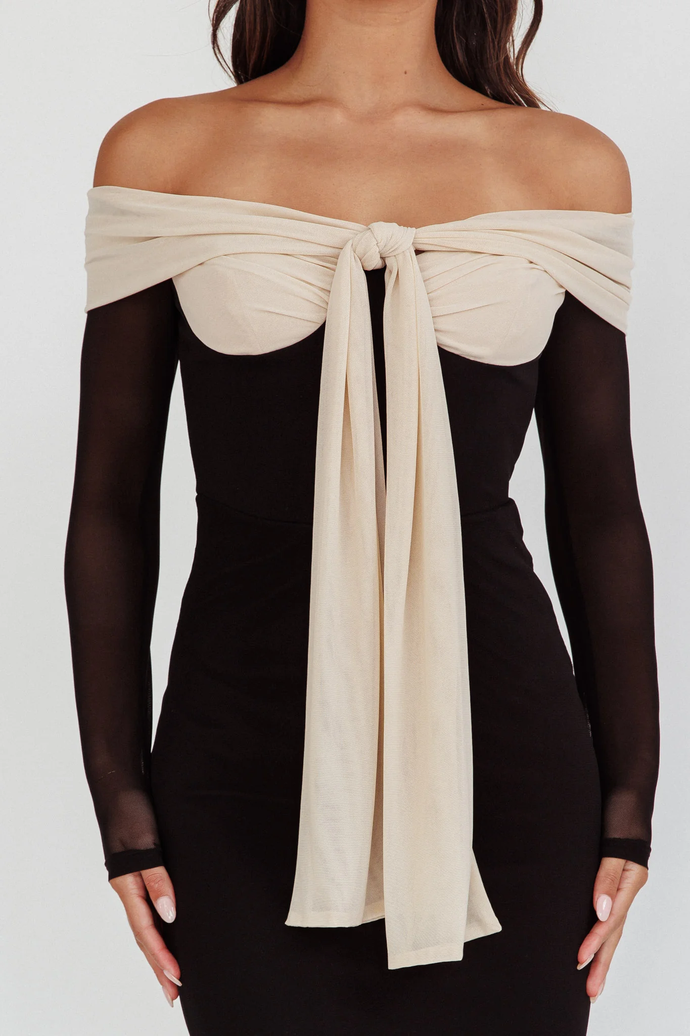 Perfect Worlds Off Shoulder Maxi Dress Black