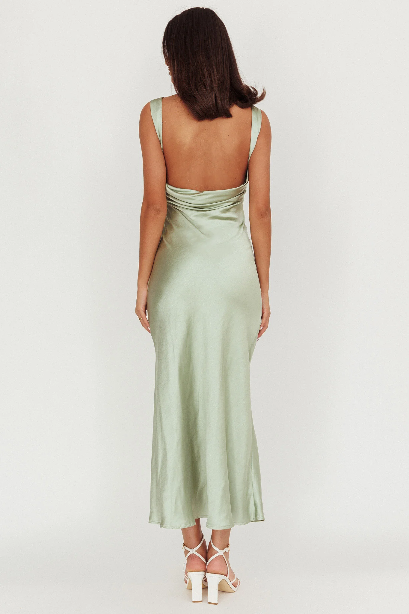 Carmine Satin Sleeveless Maxi Dress Sage