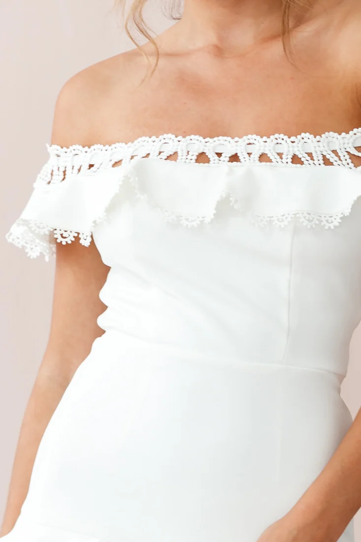 Maddie Off-Shoulder Lace Embroidery Dress White