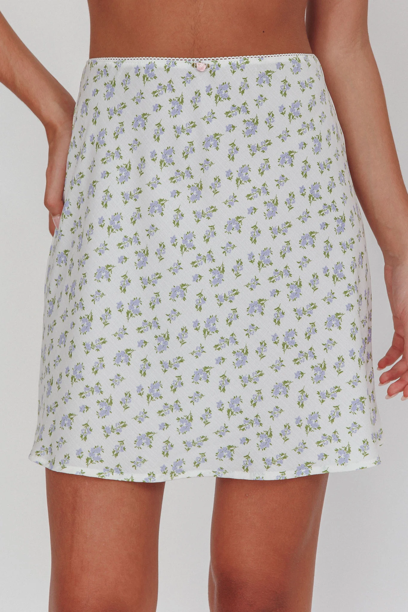 Miss Cupid Floral Mini Skirt Ivory/Blue
