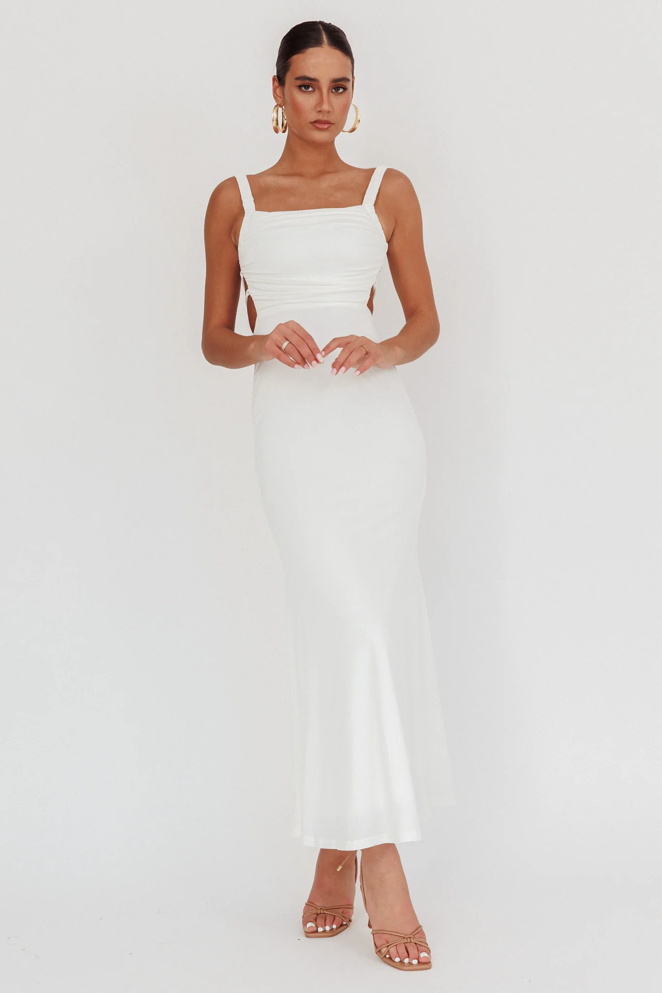 Dream Crush Lace-Up Back Maxi Dress White