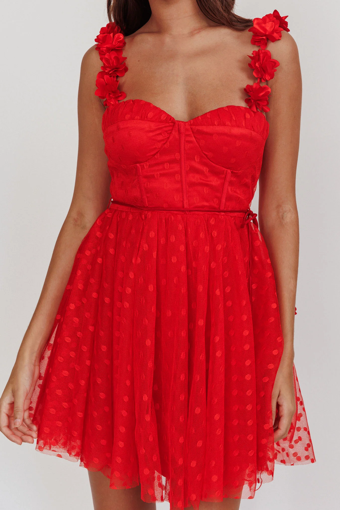 Fairytale Dream Floral Strap Mini Dress Red