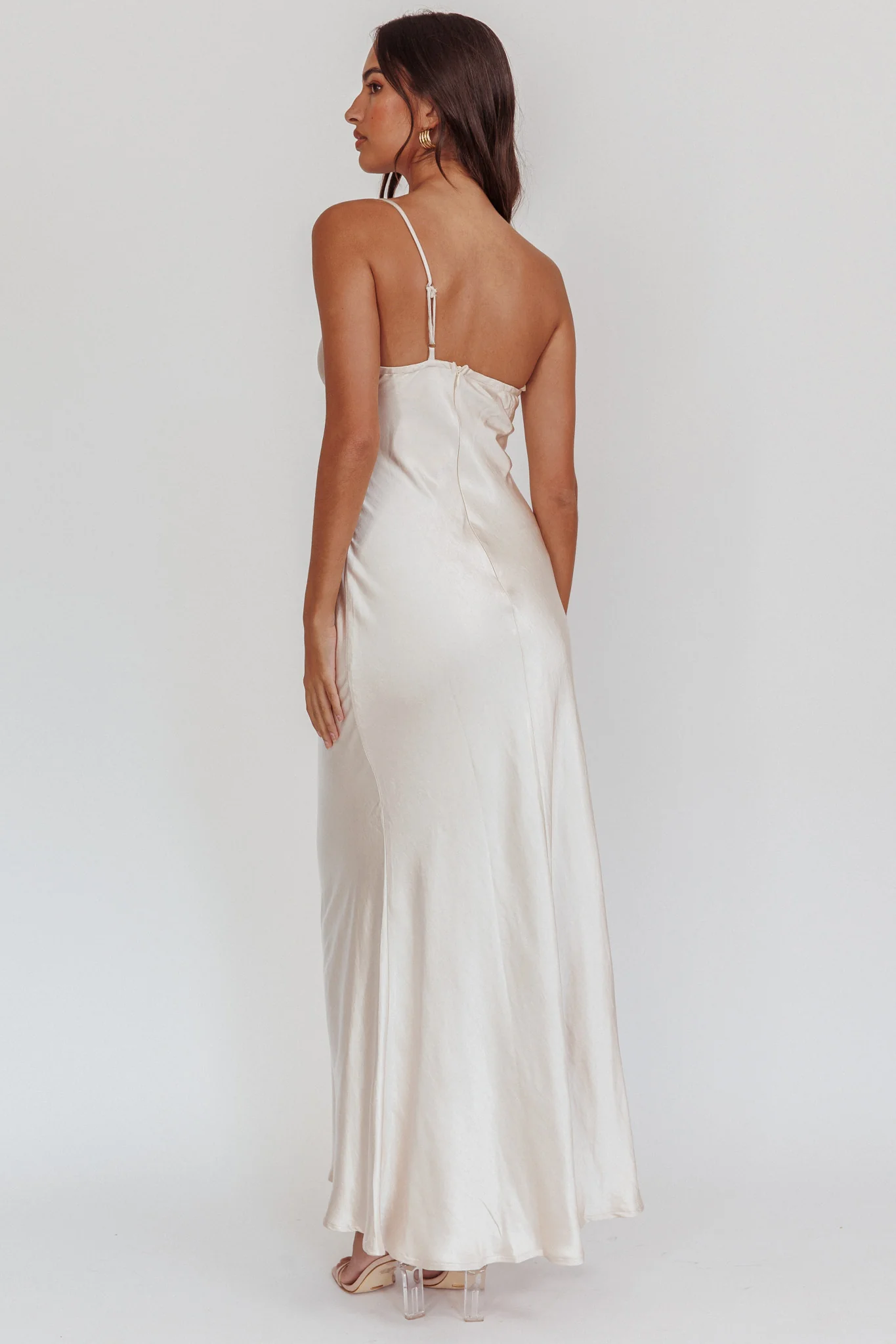 Twilight Tango One-Shoulder Maxi Dress Champagne