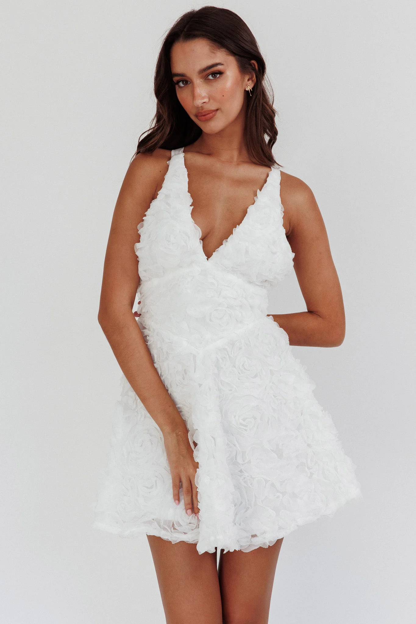 Lavalle Criss-Cross Embellished Mini Dress White