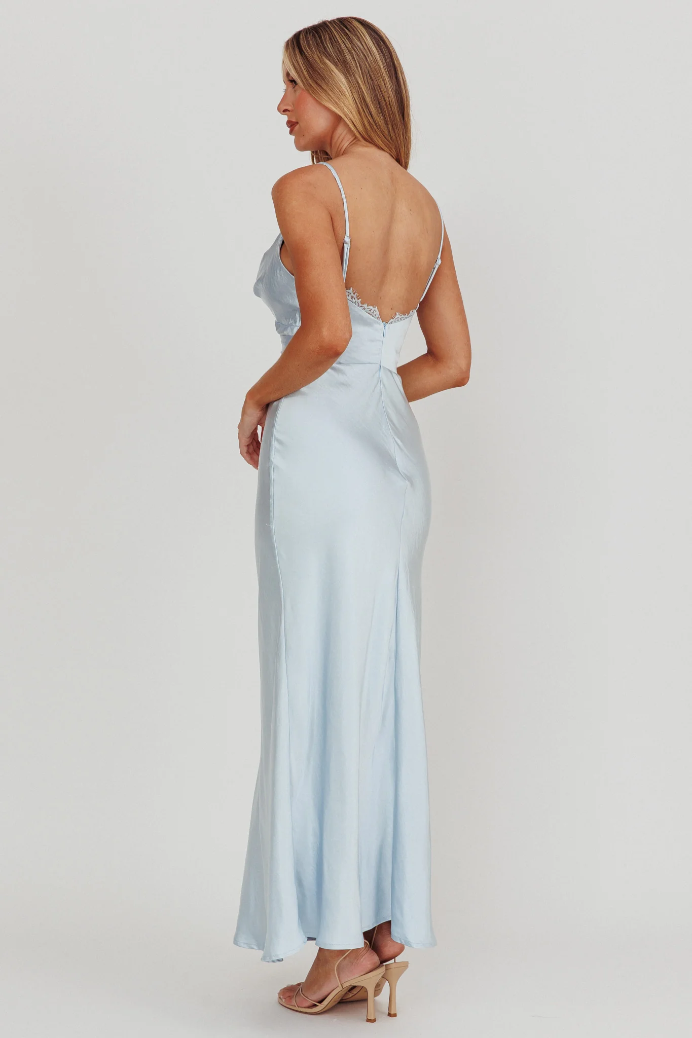Our Story Surplice Neckline Maxi Dress Steel Blue