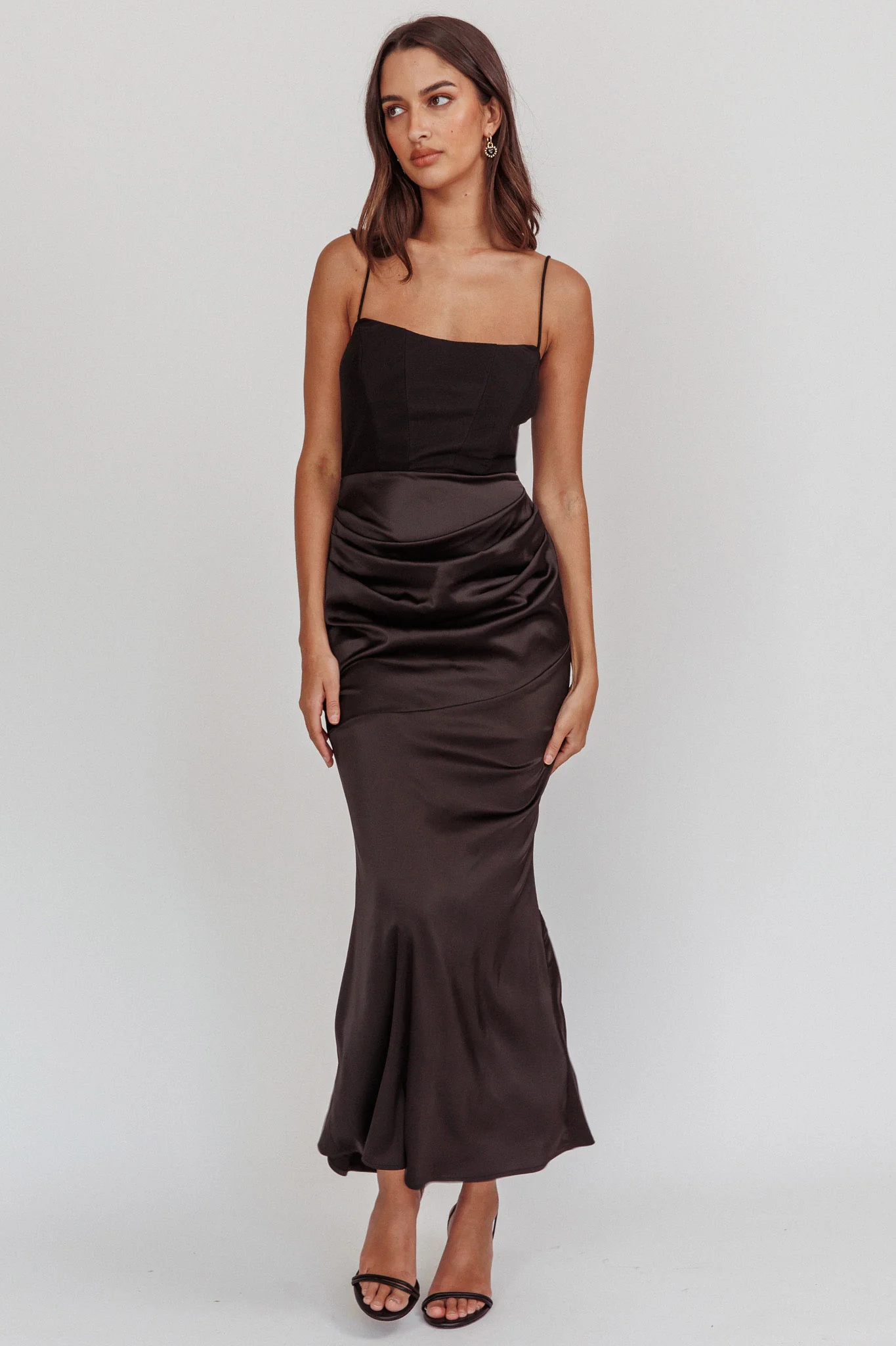 Morella Draped Waist Maxi Dress Black