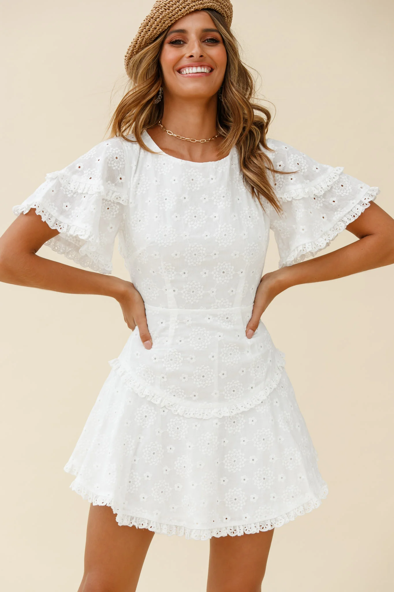 Call Me Later Keyhole Back A-Line Dress White