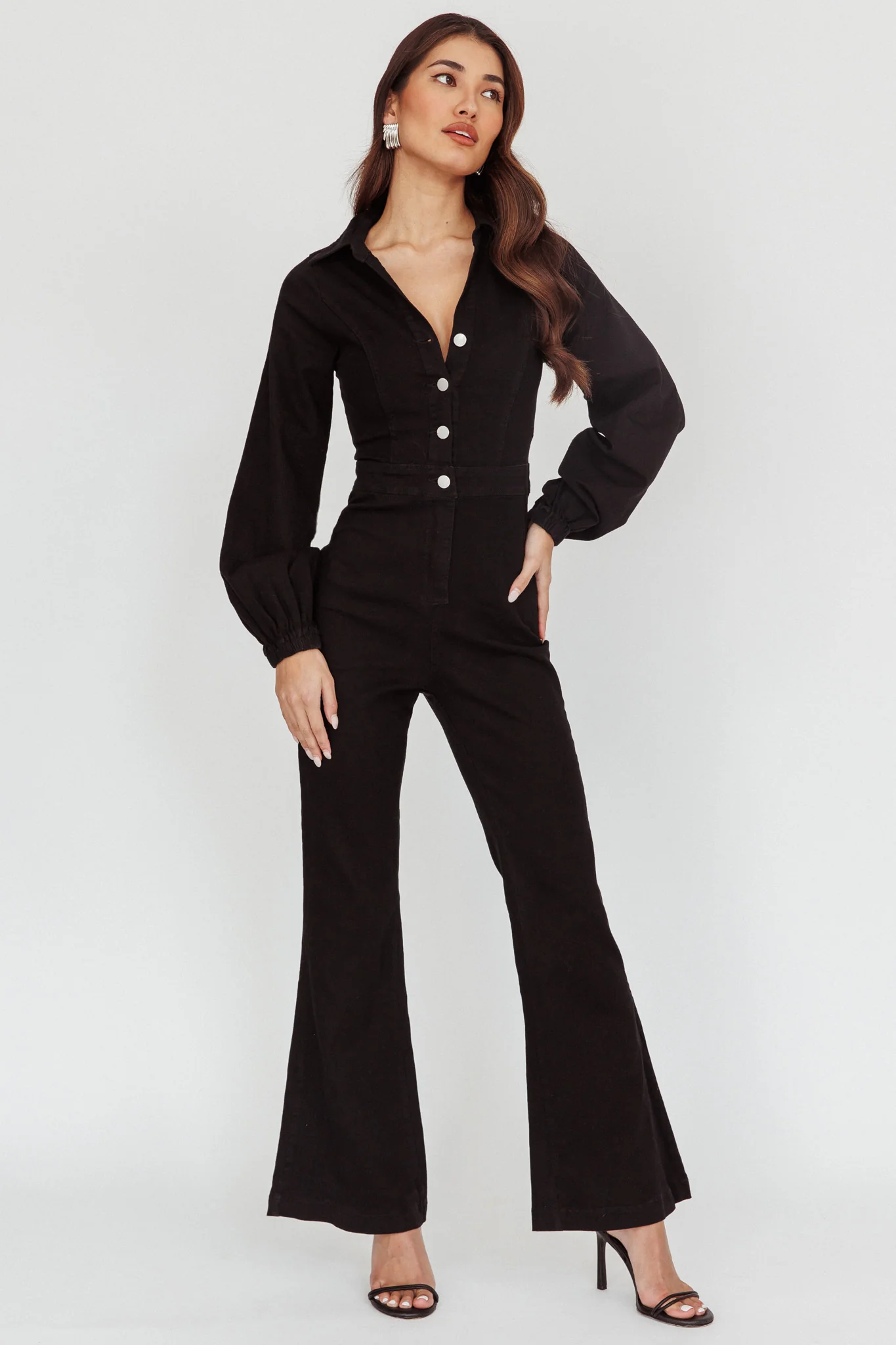 Emilio Long Sleeve Jumpsuit Denim Black