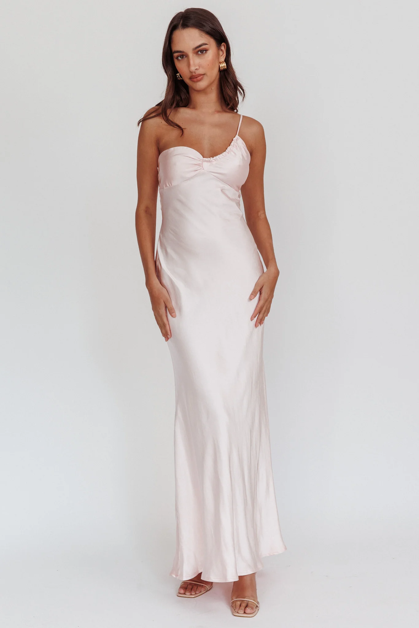 Twilight Tango One-Shoulder Maxi Dress Blush