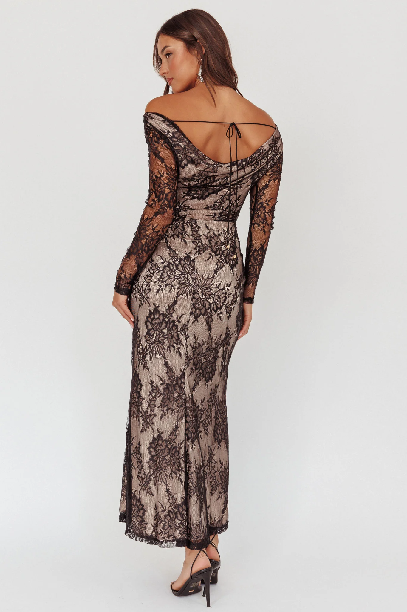 Loveland Off-Shoulder Lace Maxi Dress Black