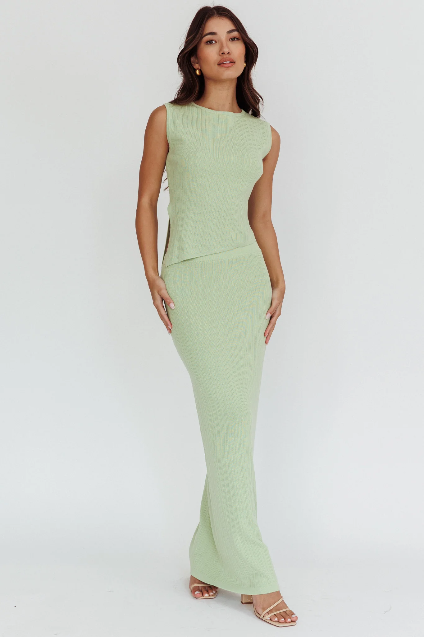 Rossana Ribbed Maxi Skirt Sage