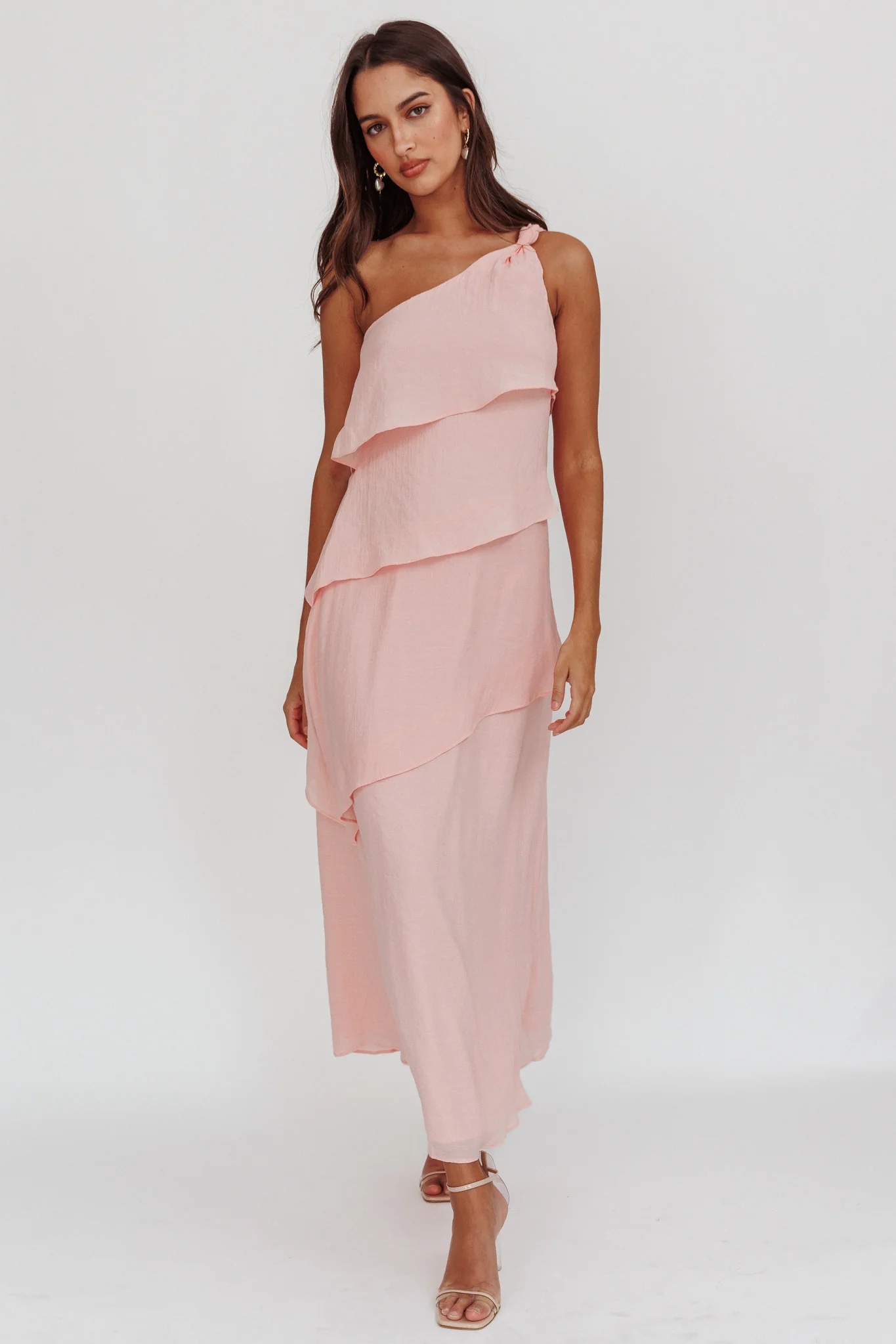 Delwyn One-Shoulder Maxi Dress Baby Pink