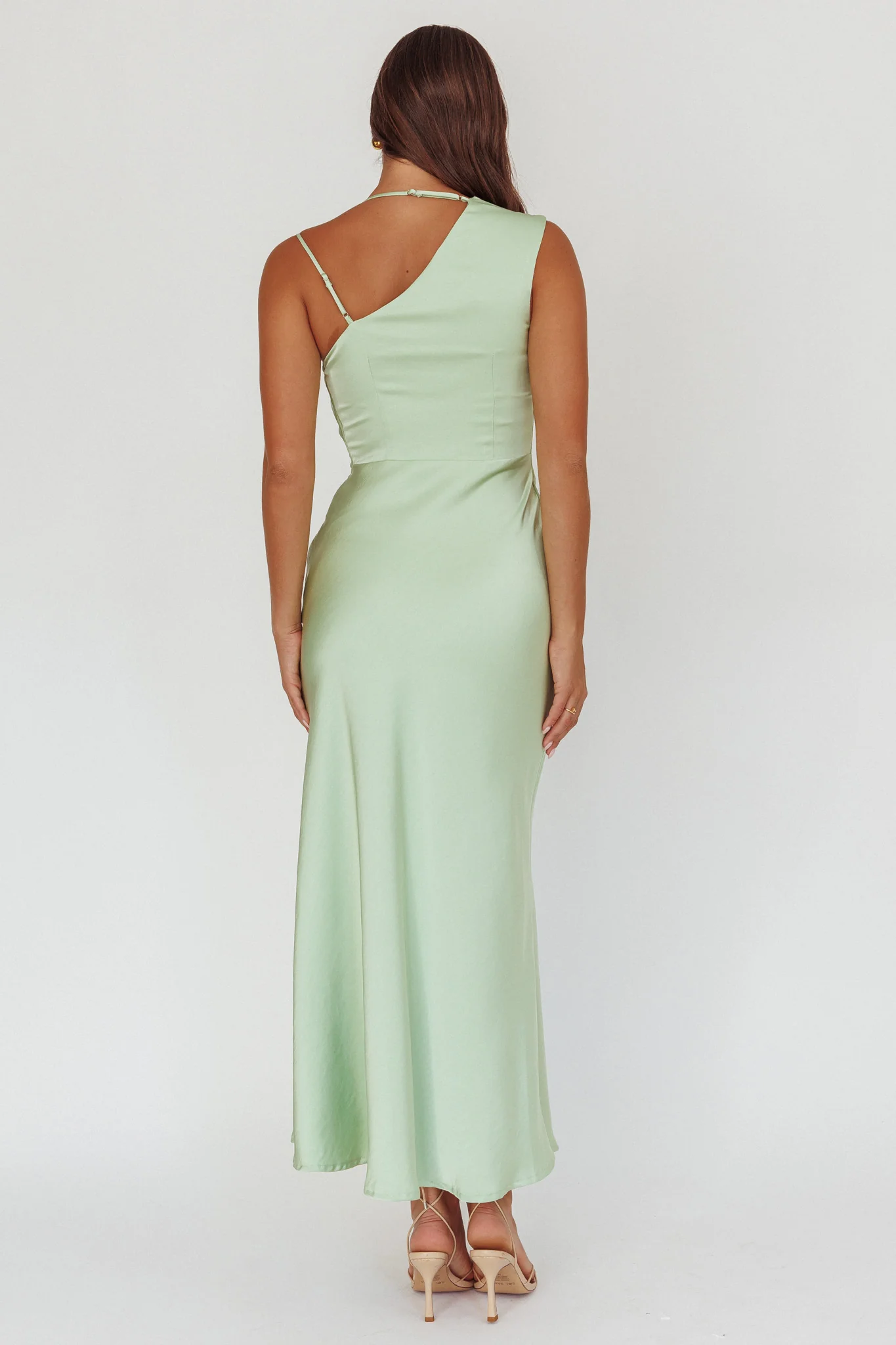 Eros Asymmetric Cowl Neck Maxi Dress Leaf