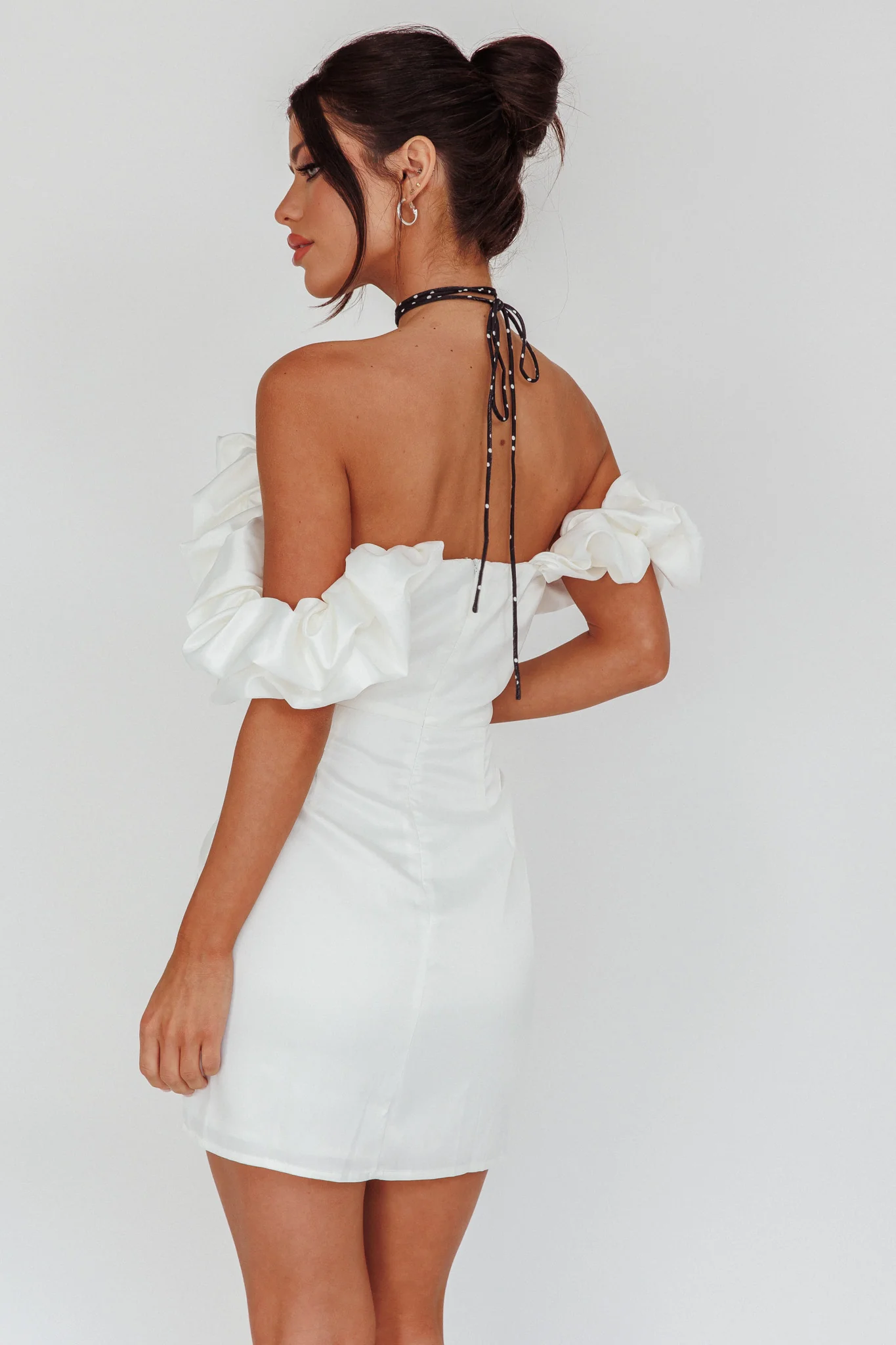La Palma Off-Shoulder Mini Dress Off White